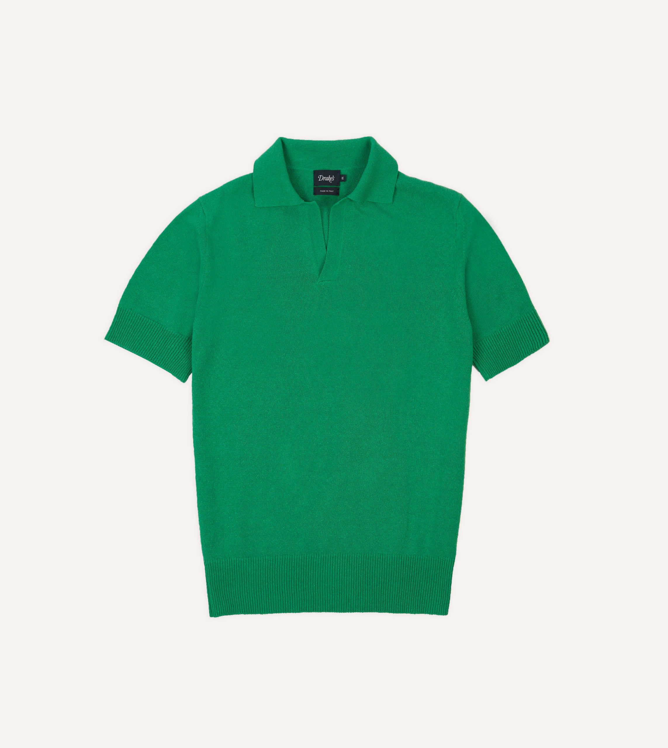 Green Knitted Silk Short-Sleeve Polo Shirt
