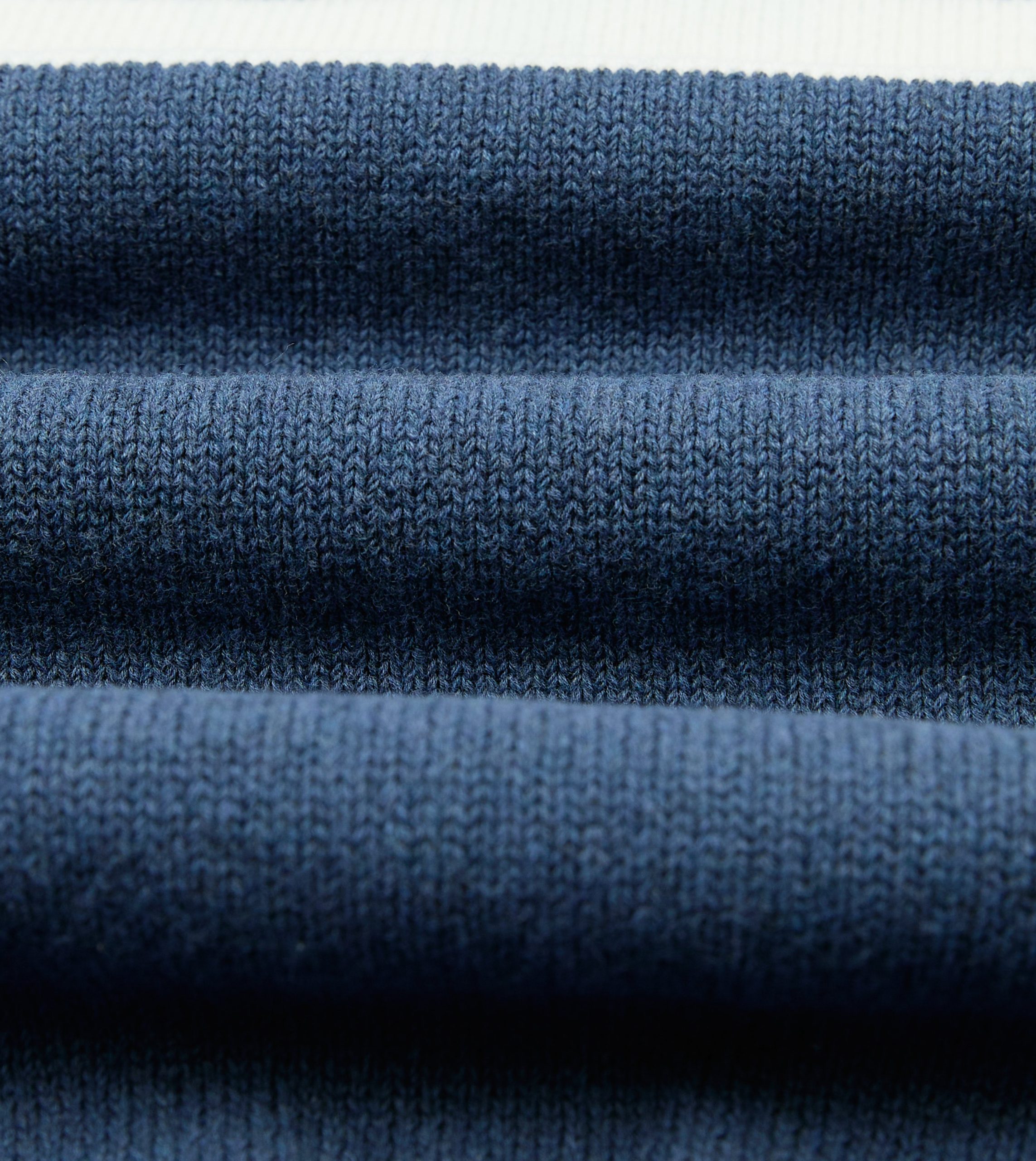 Blue Stripe Knitted Crepe Cotton Short-Sleeve Polo Shirt - Image 2