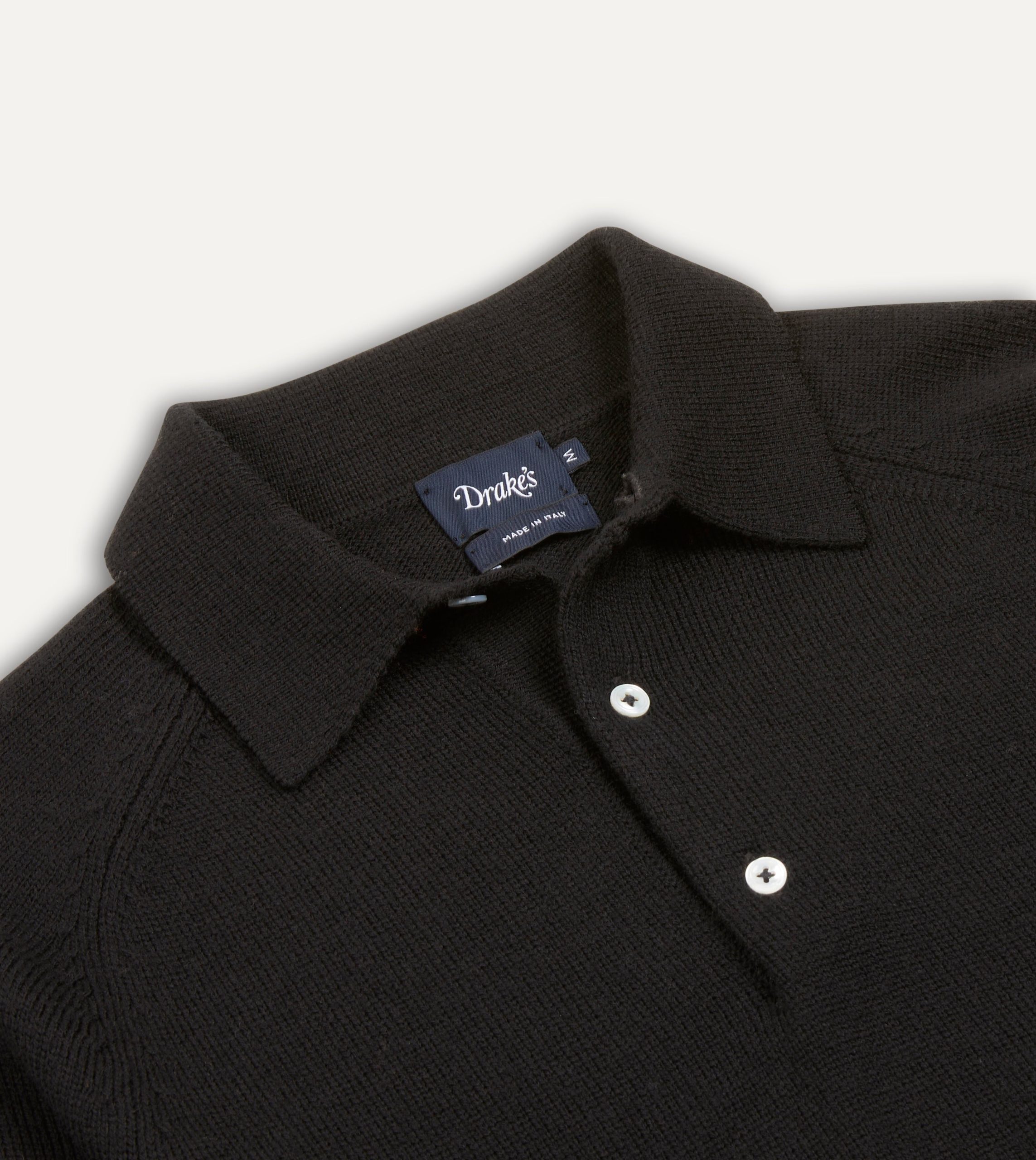 Black Merino Wool Knitted Polo - Image 3