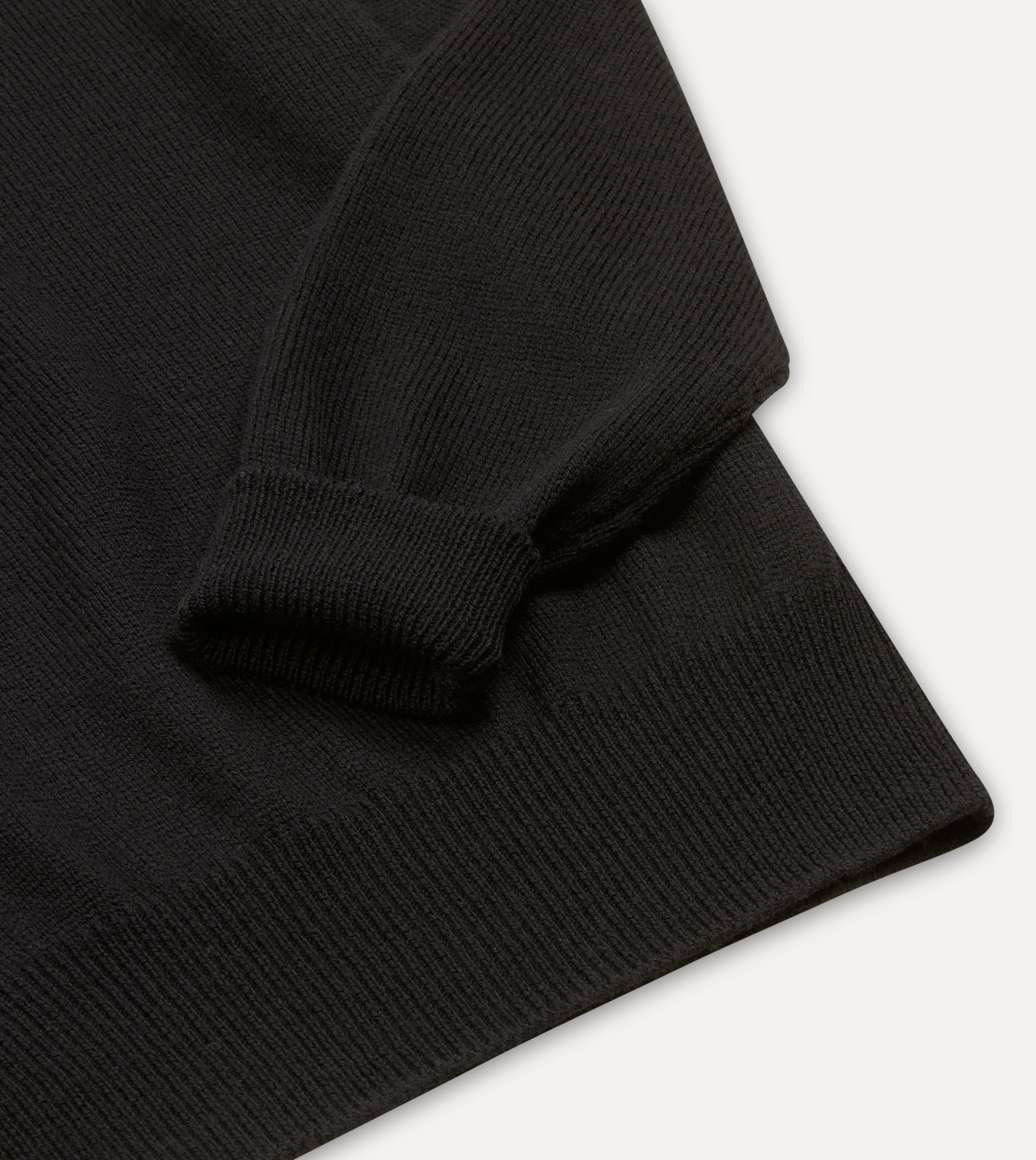 Black Merino Wool Knitted Polo - Image 5
