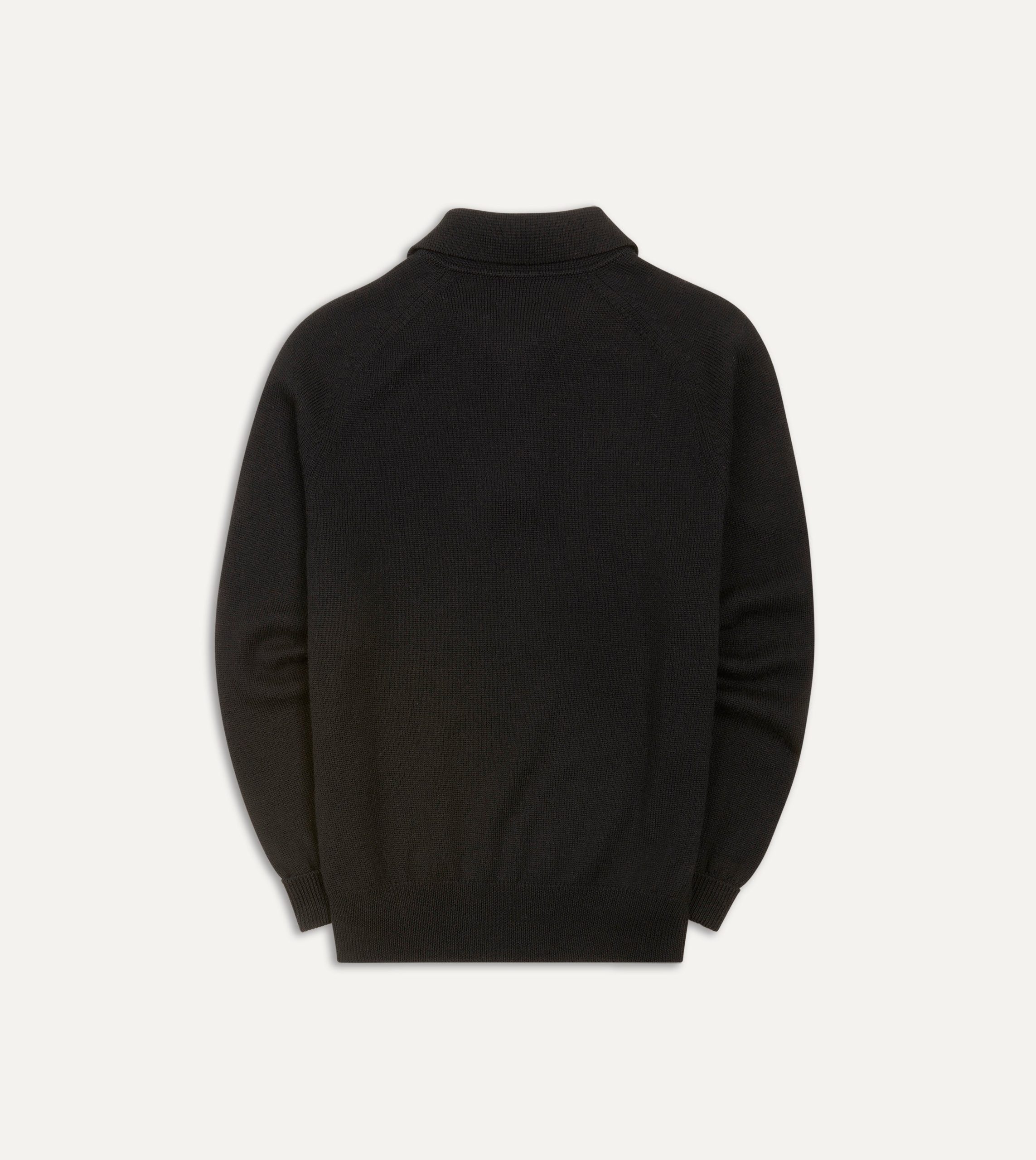 Black Merino Wool Knitted Polo - Image 4
