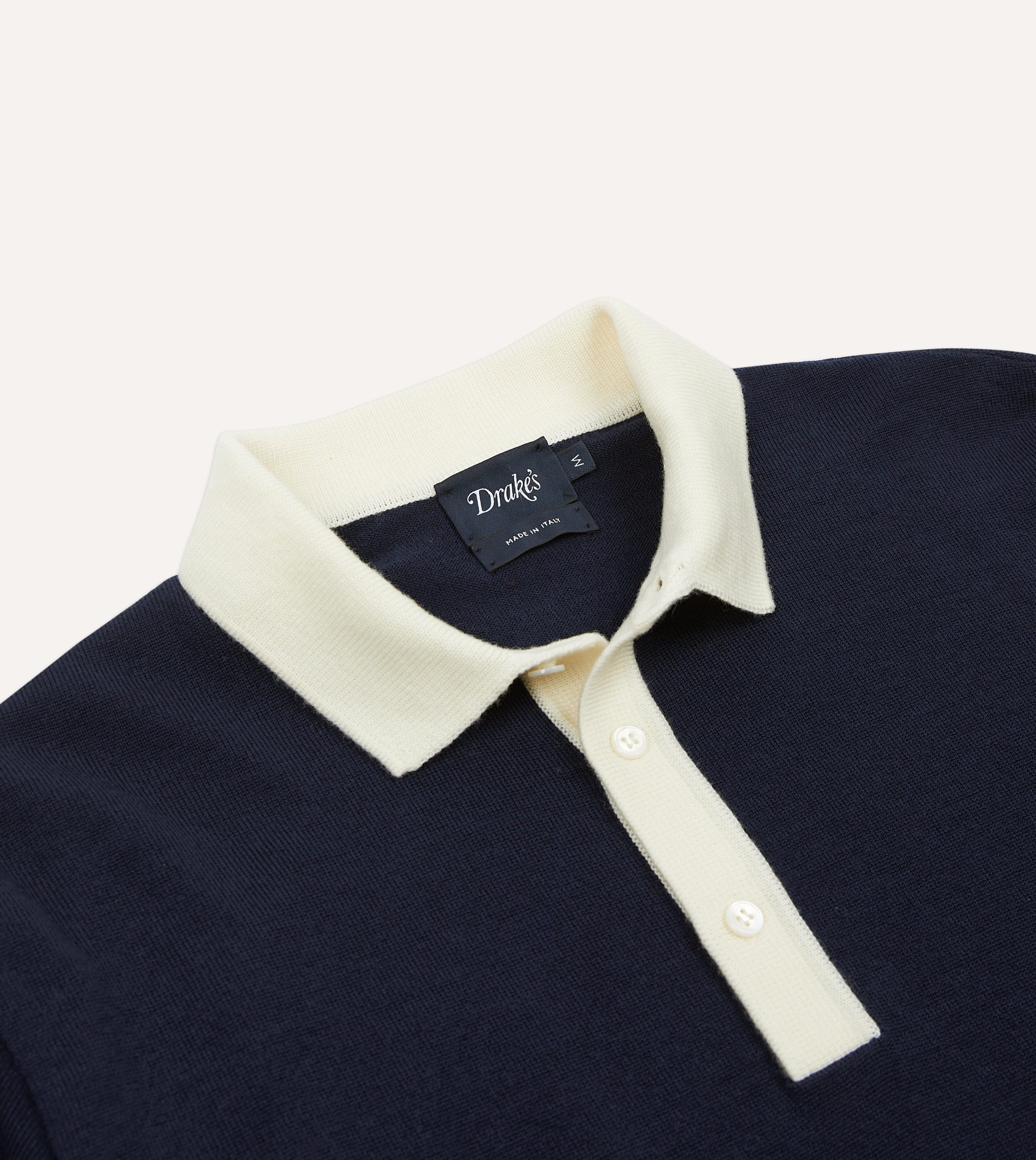 Navy Merino Wool Knitted Rugby Shirt - Image 3