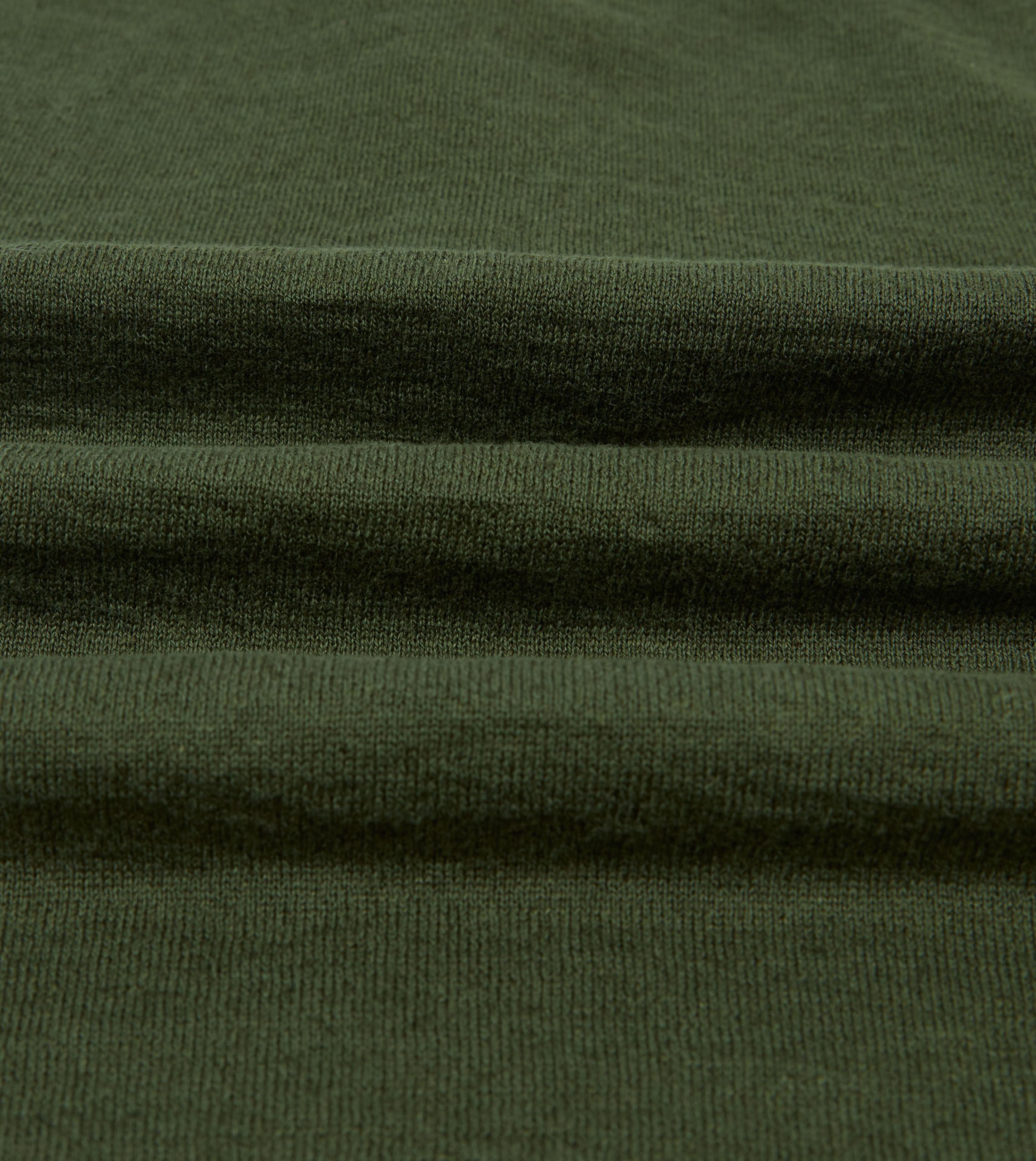 Green Linen-Cotton Knitted Long-Sleeve Polo Shirt - Image 2