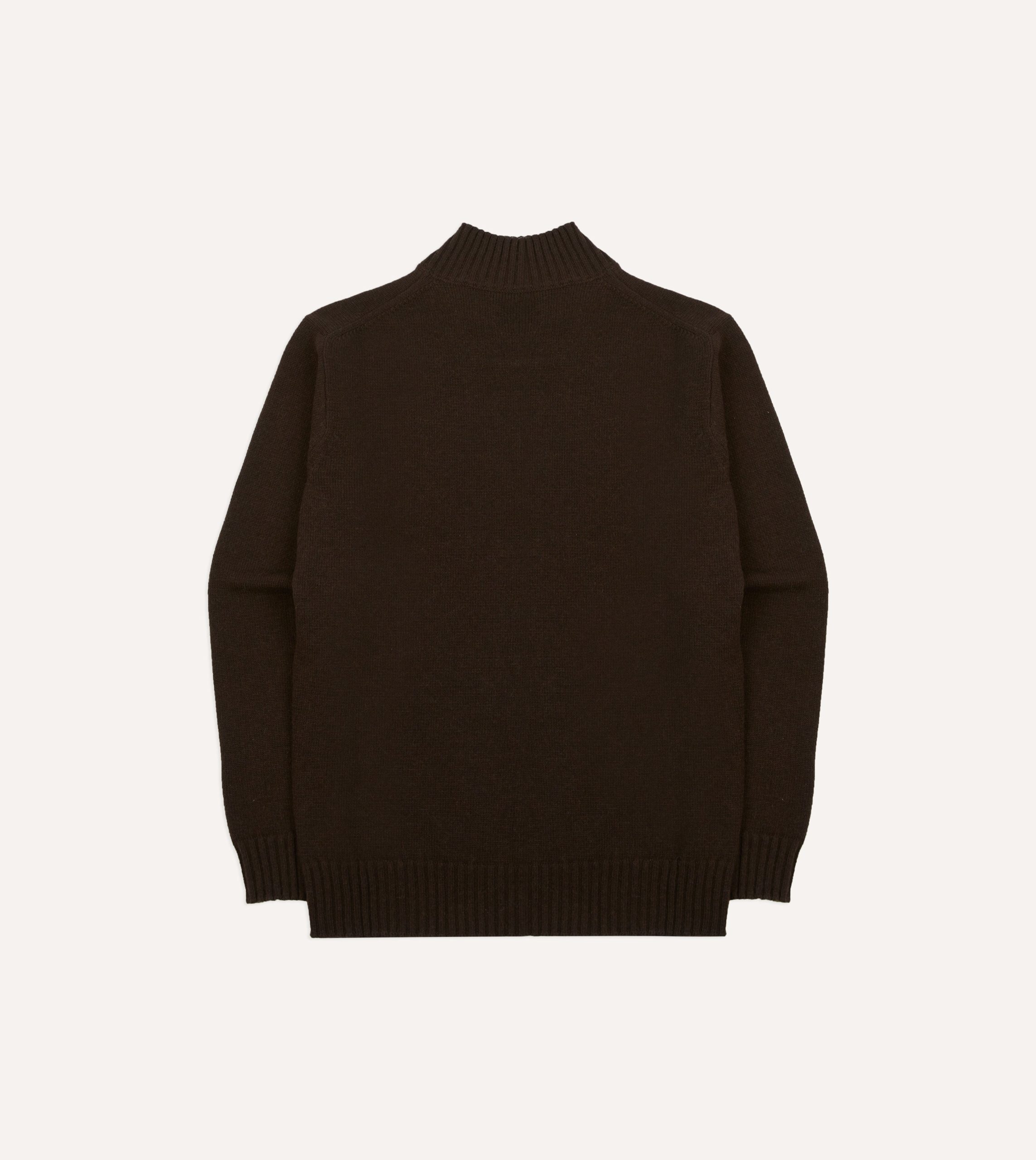 Brown Alpaca Lambswool Ribbed Integral Collar Jumper - Image 5