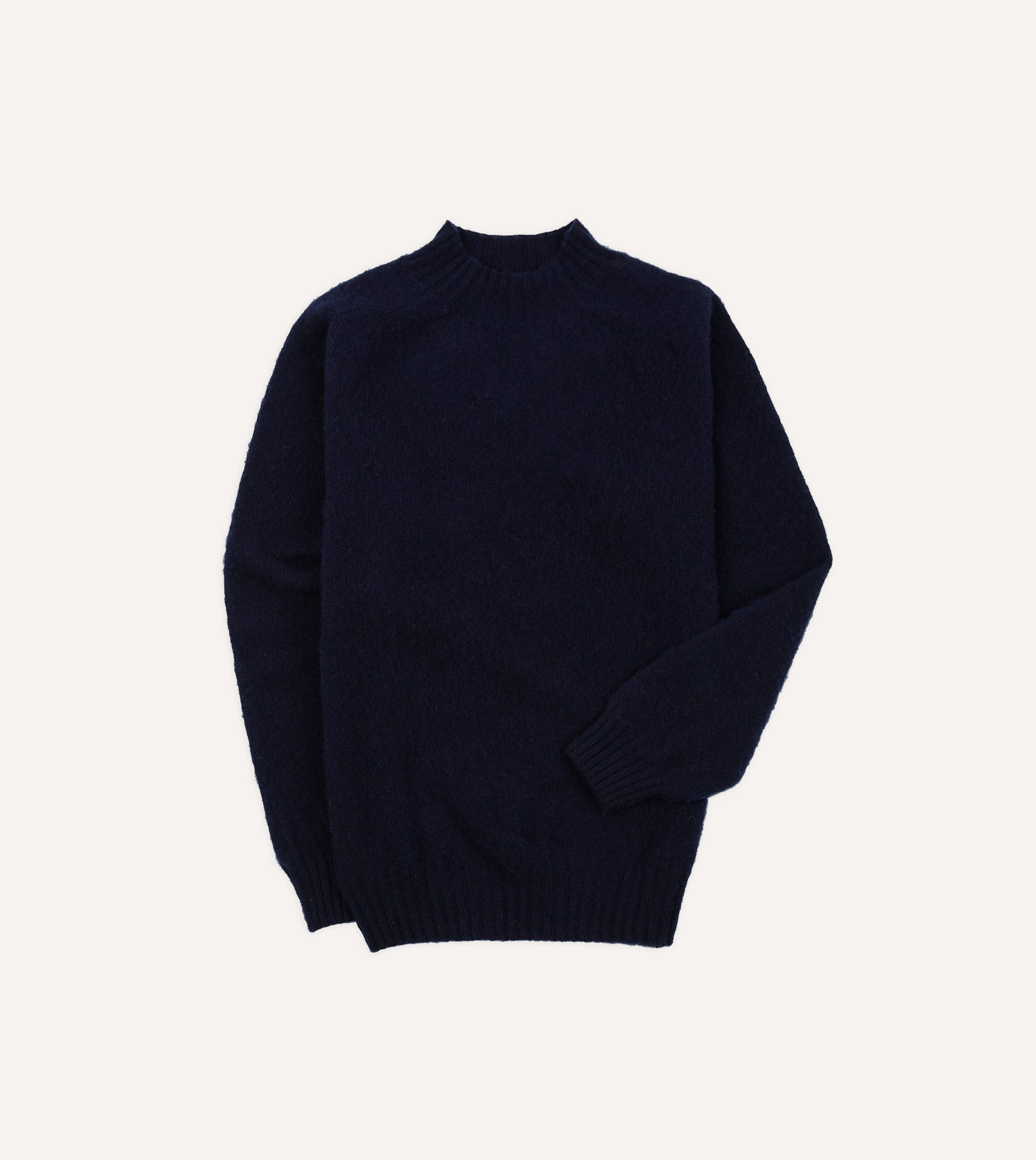 Navy Brushed Shetland Mock Neck Jumper