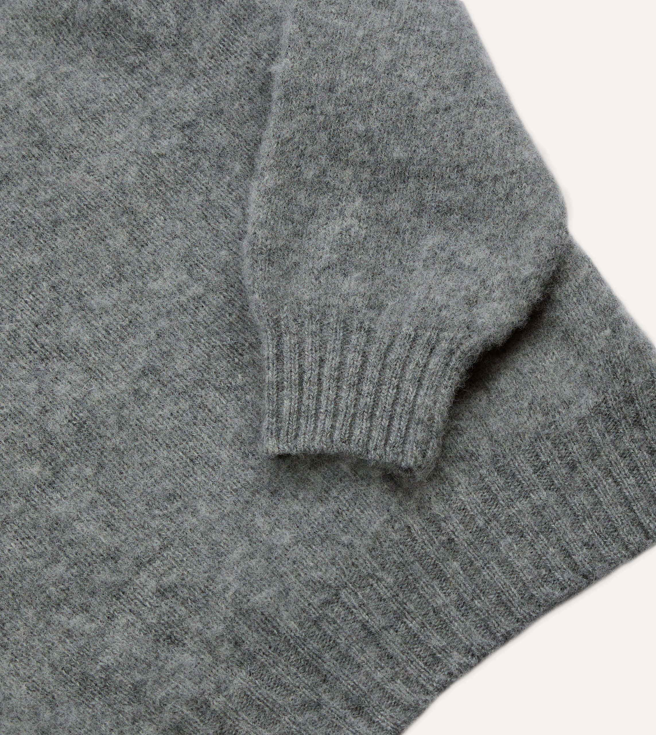 Grey Brushed Shetland Mock Neck Jumper - Image 4