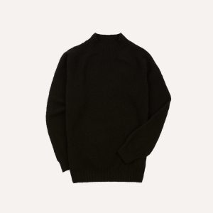 Black Brushed Shetland Mock Neck Jumper