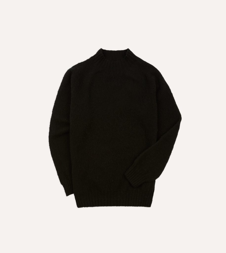 Black Brushed Shetland Mock Neck Jumper