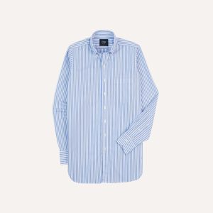 Blue Bengal Stripe Cotton Poplin Button-Down Shirt