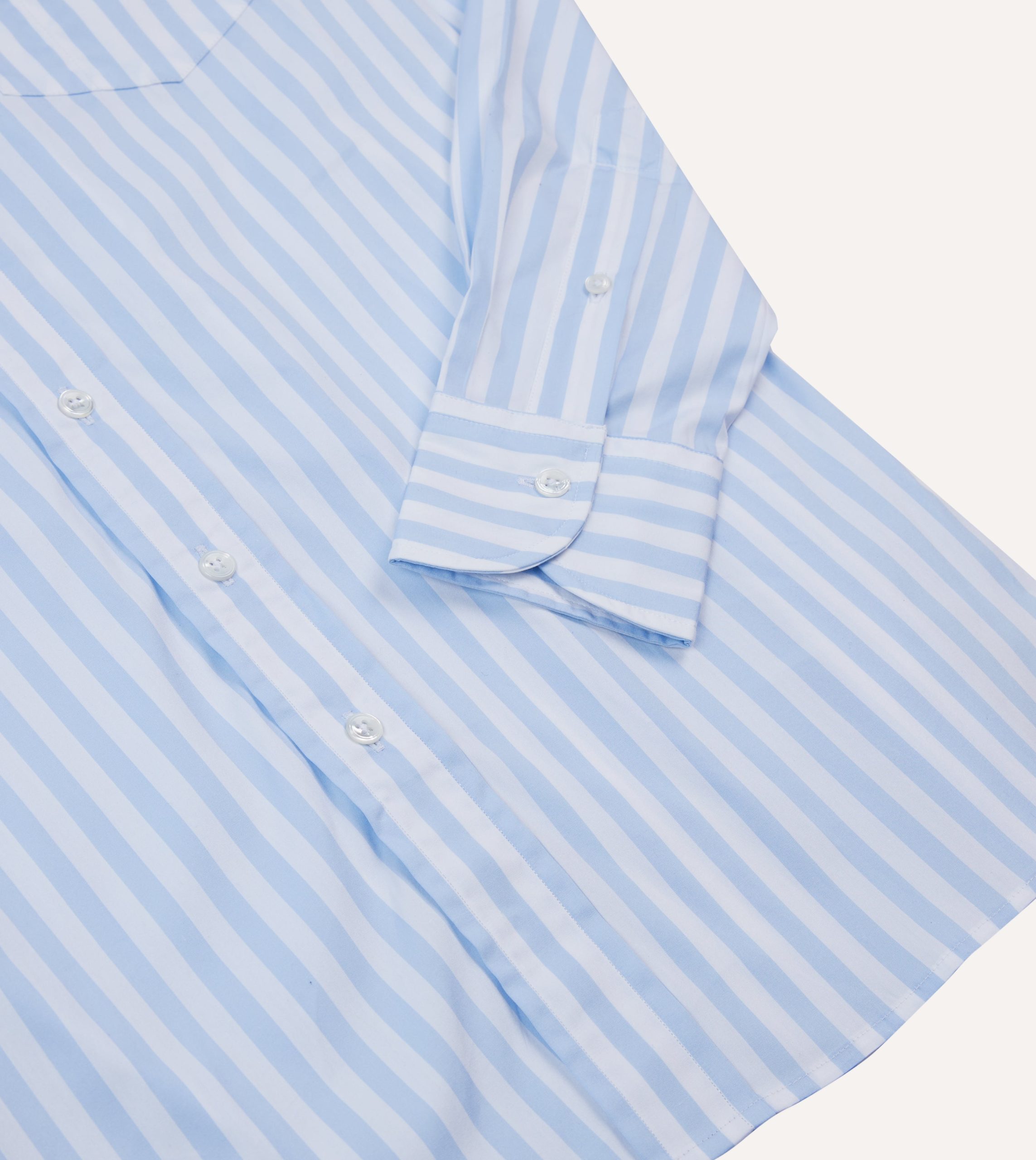 Blue Broad Stripe Cotton Poplin Button-Down Shirt - Image 5