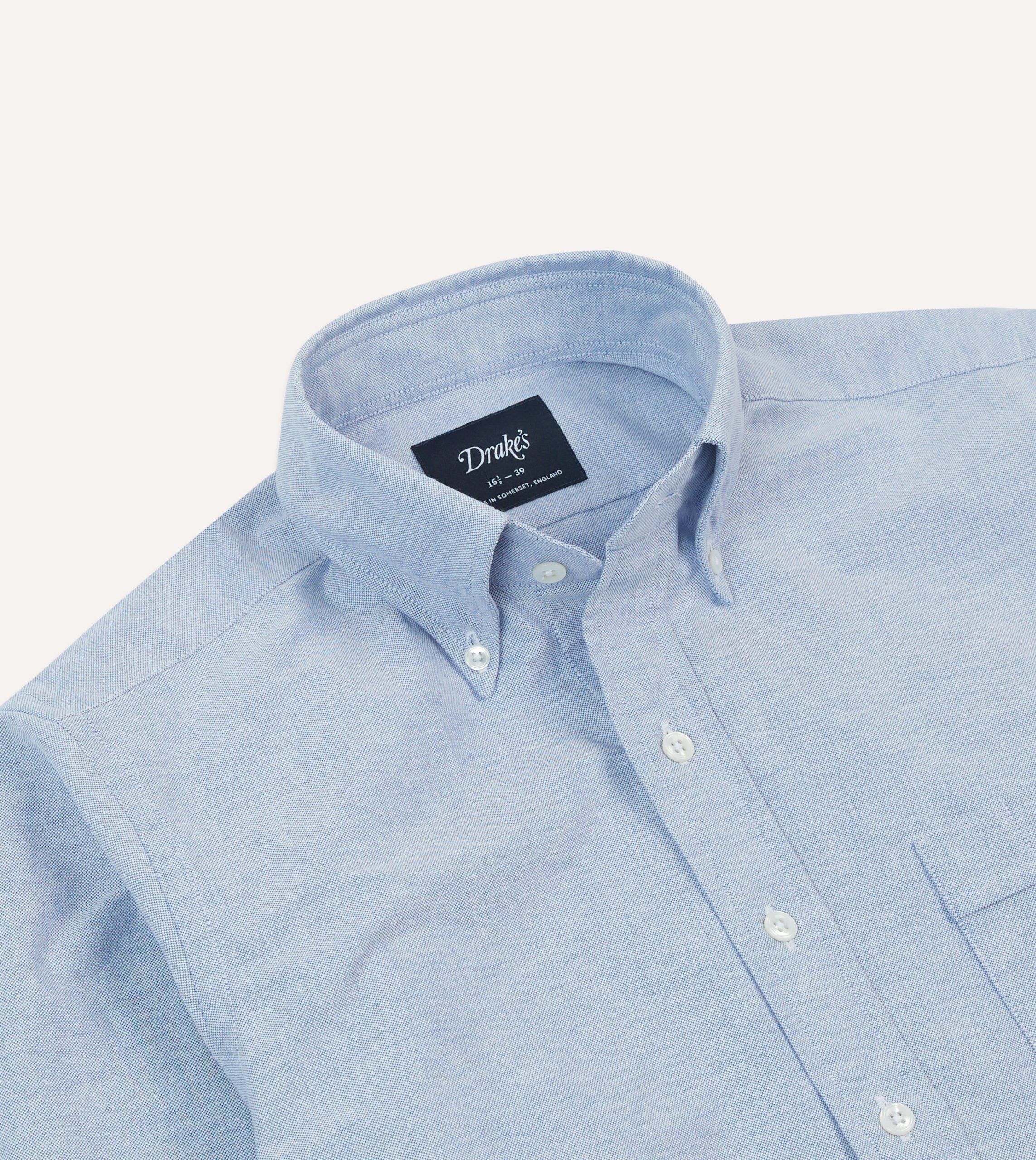 Mid-Blue Cotton Oxford Cloth Button-Down Shirt - Image 3