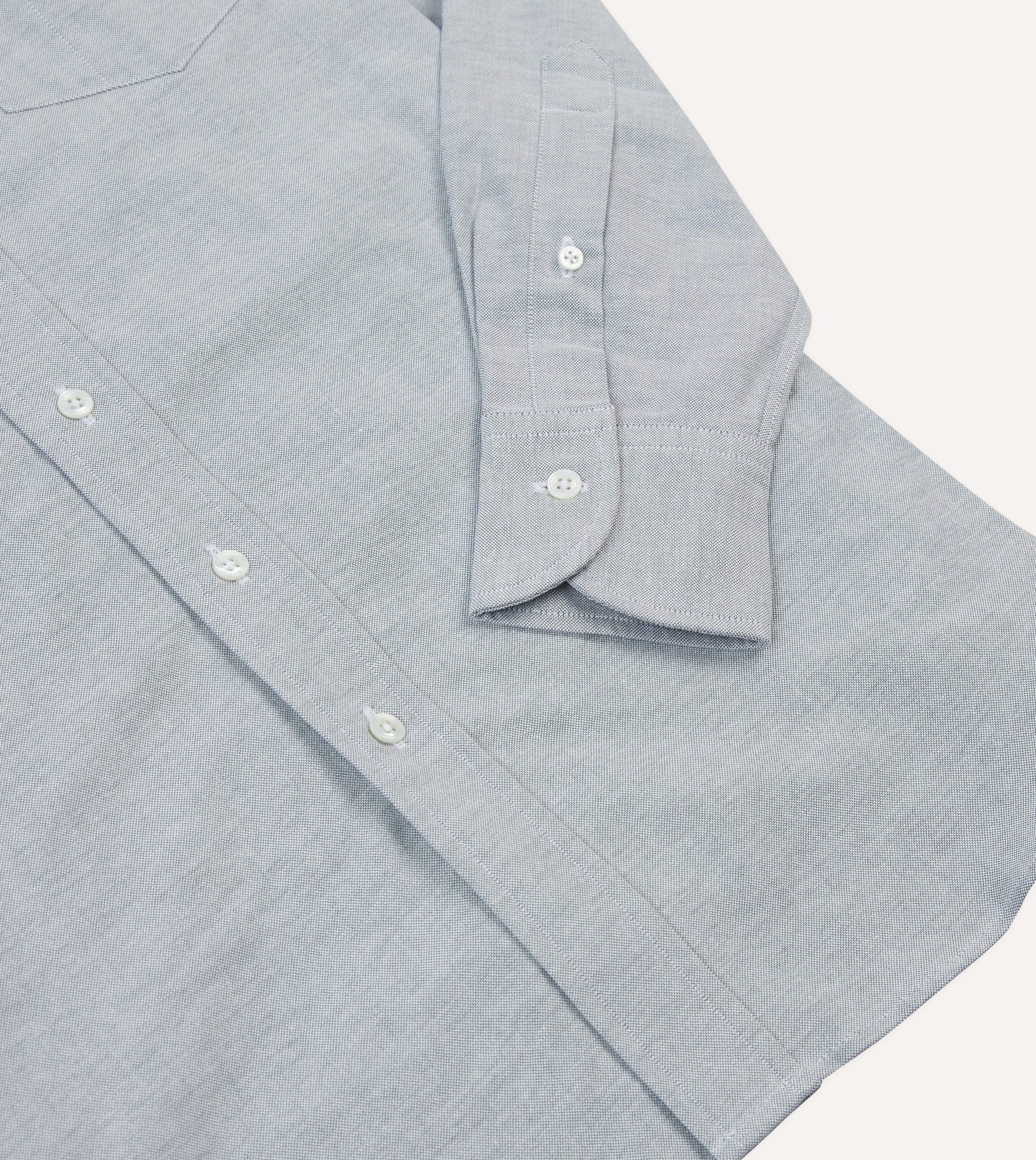 Grey Cotton Oxford Cloth Button-Down Shirt - Image 5