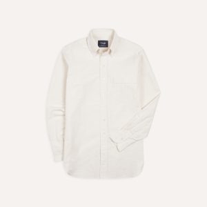 Cream Cotton Oxford Cloth Button-Down Shirt