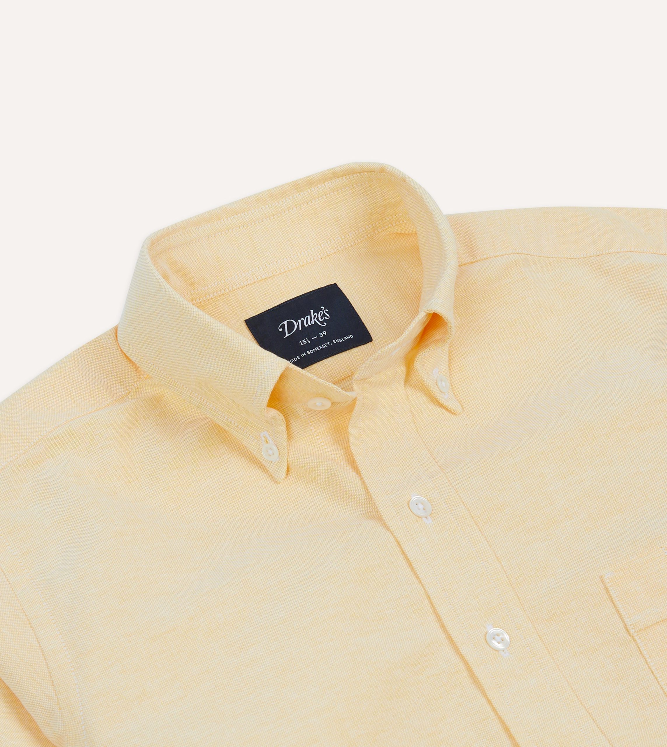 Yellow Cotton Oxford Cloth Button-Down Shirt - Image 3