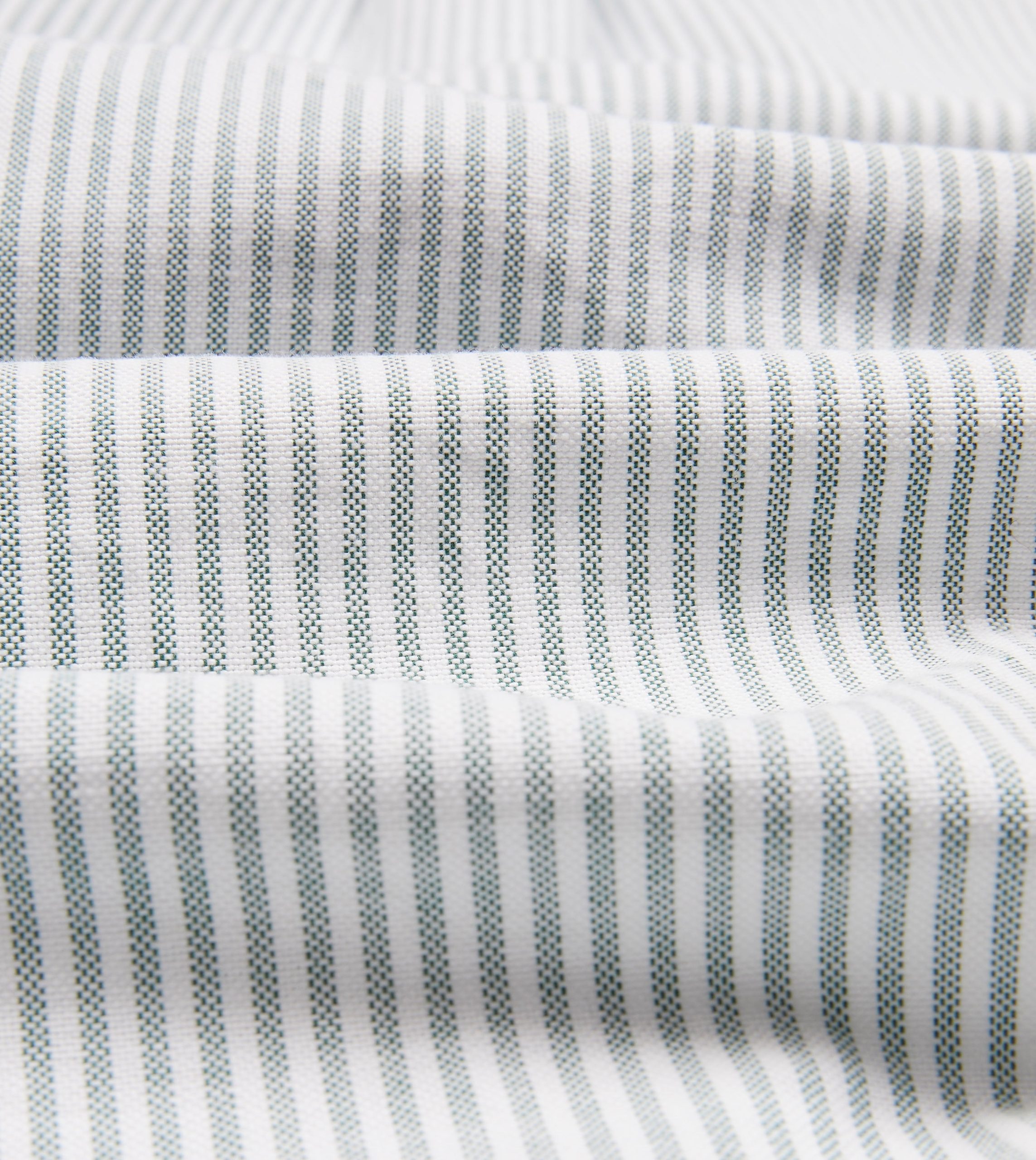 Light Green Ticking Stripe Cotton Oxford Cloth Button-Down Shirt - Image 2