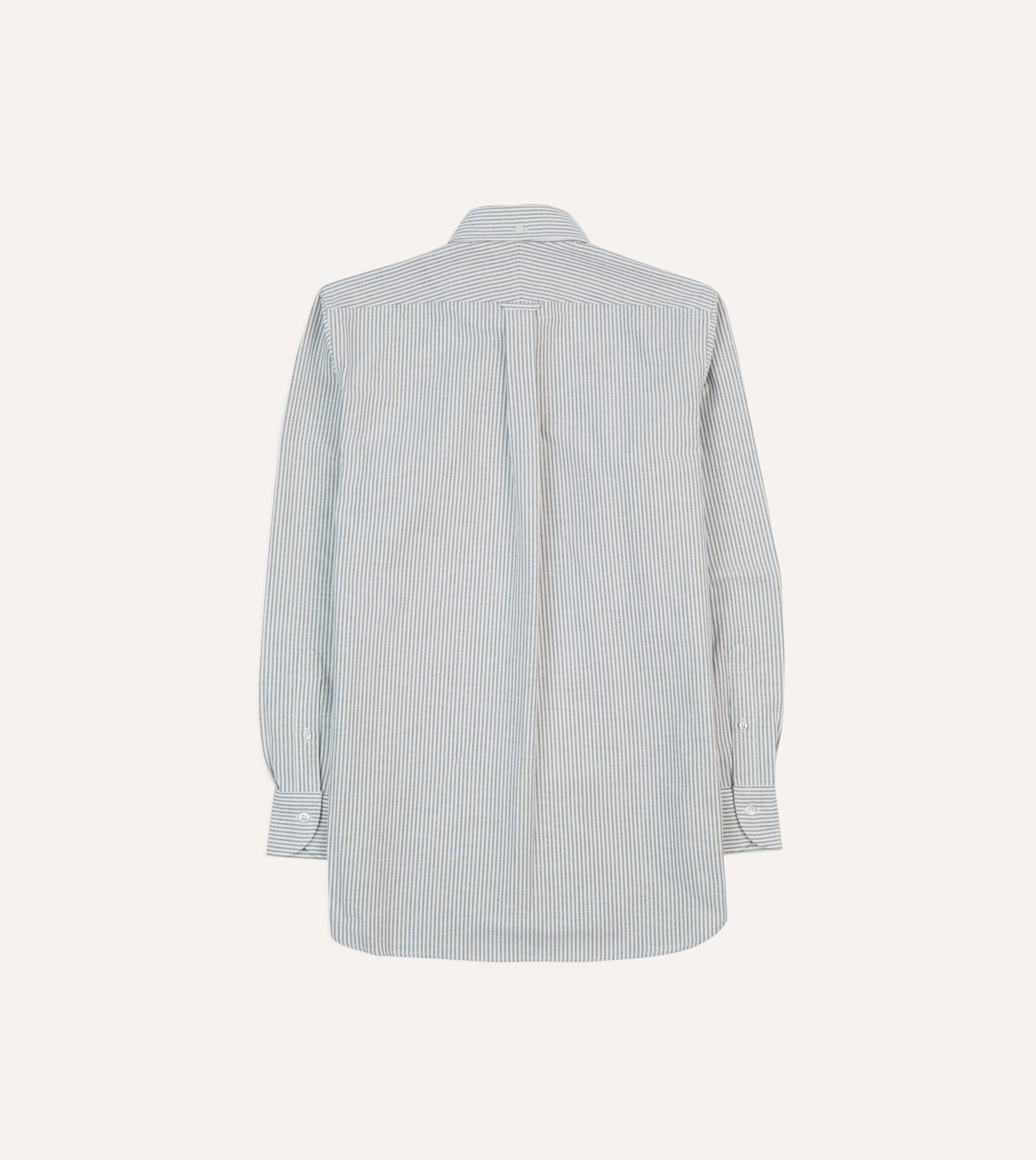 Black Ticking Stripe Cotton Oxford Cloth Button-Down Shirt - Image 6