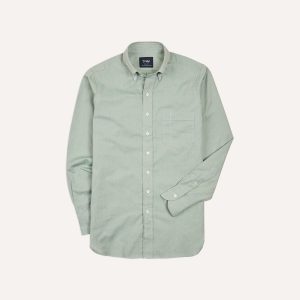 Green Pinpoint Oxford Cotton Cloth Button-Down Shirt