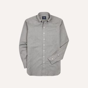Grey Pinpoint Oxford Cotton Cloth Button-Down Shirt