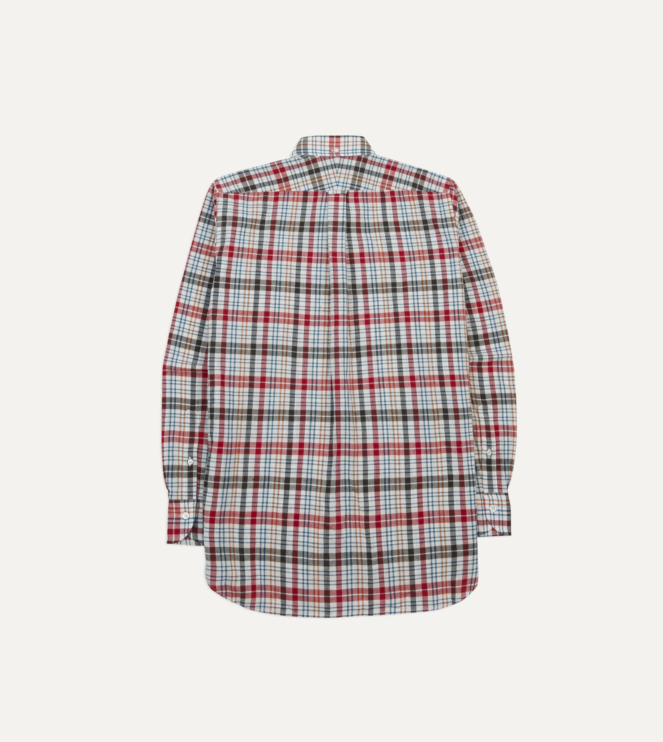 Red and Black Madras Check Cotton Button-Down Shirt - Image 6