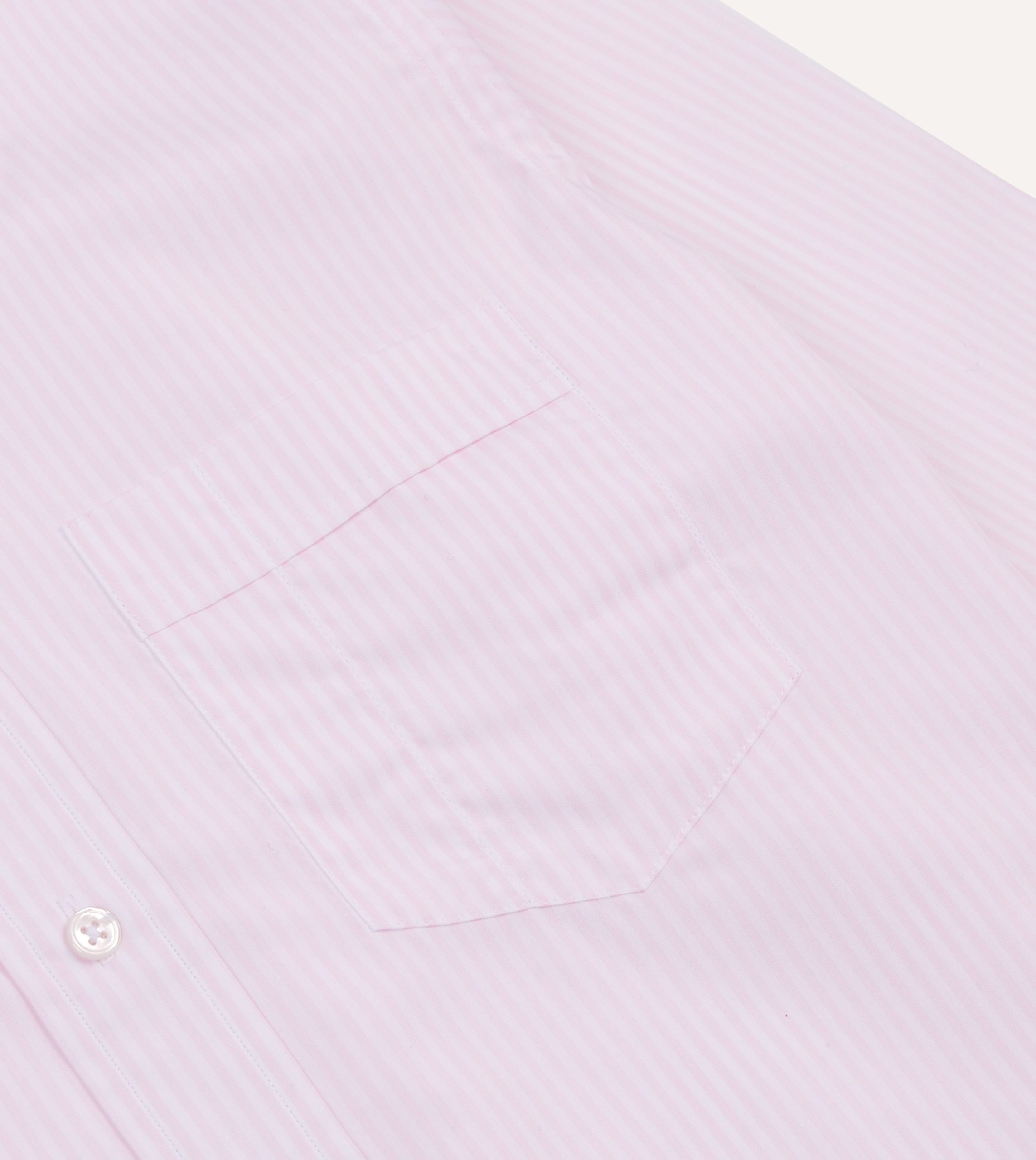 Pink Narrow Stripe Cotton Poplin Button-Down Shirt - Image 4