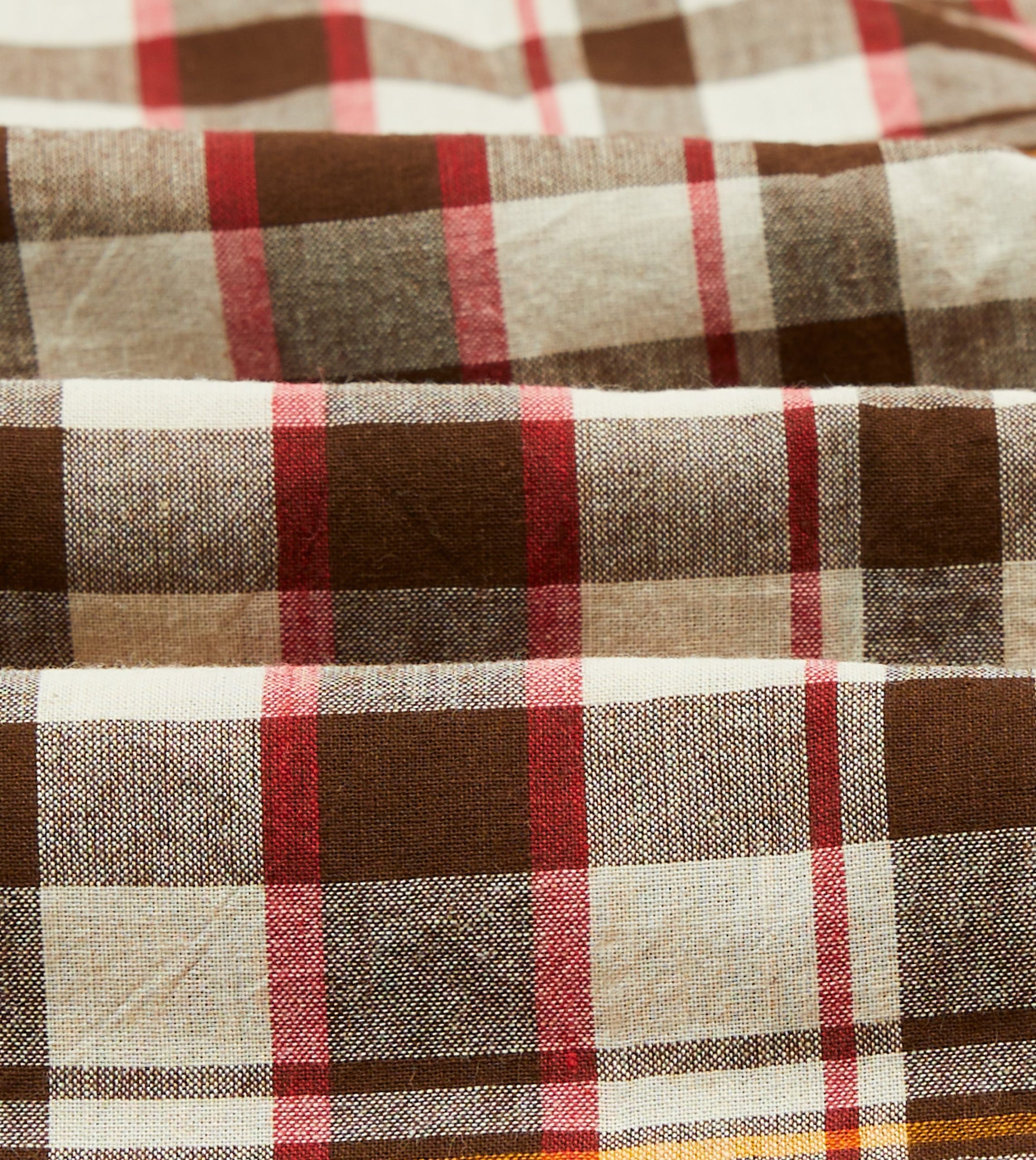 Brown and Red Madras Check Cotton Button-Down Shirt - Image 2