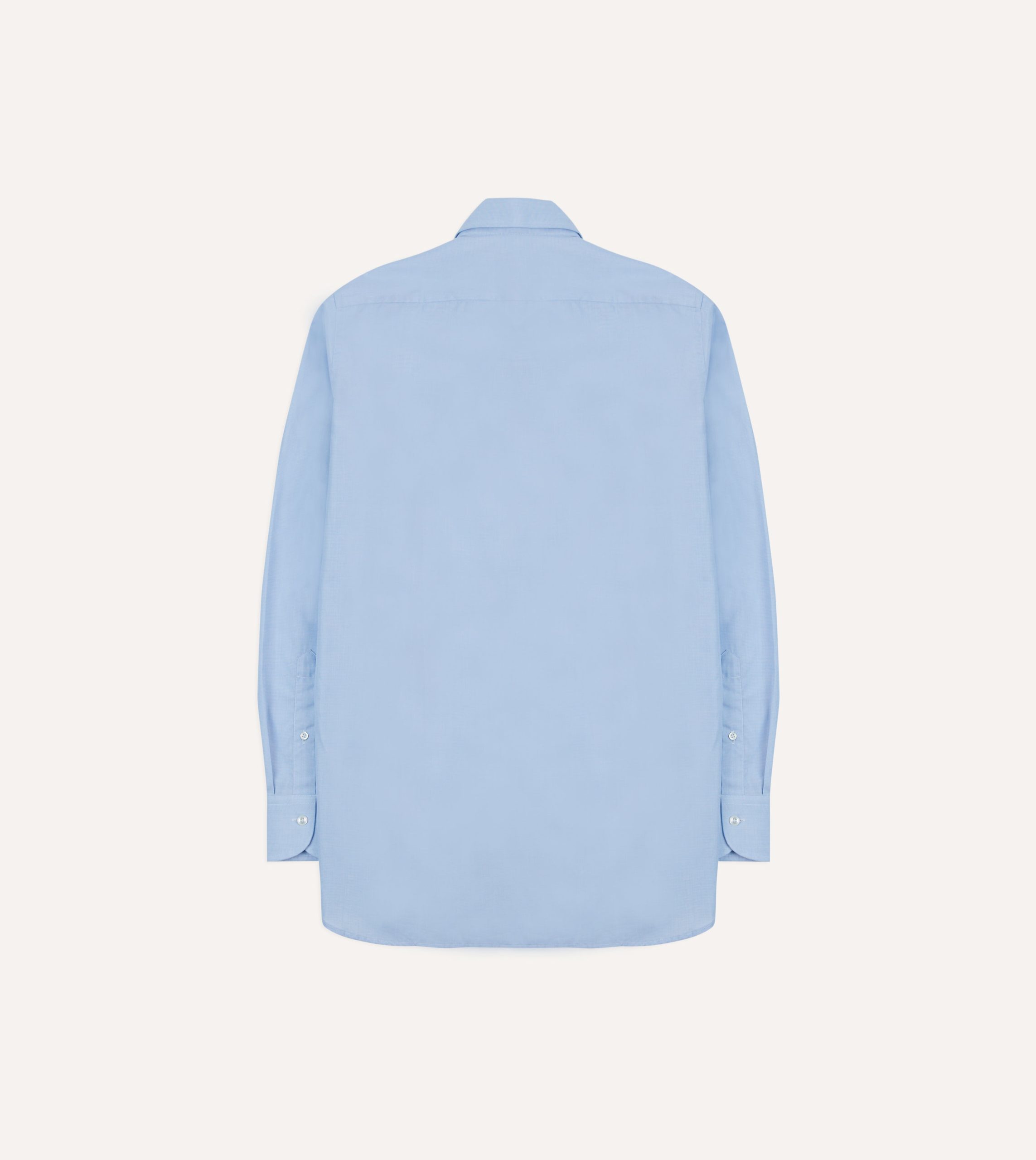 Sky Blue Cotton Spread Collar End-on-End Poplin Shirt - Image 5