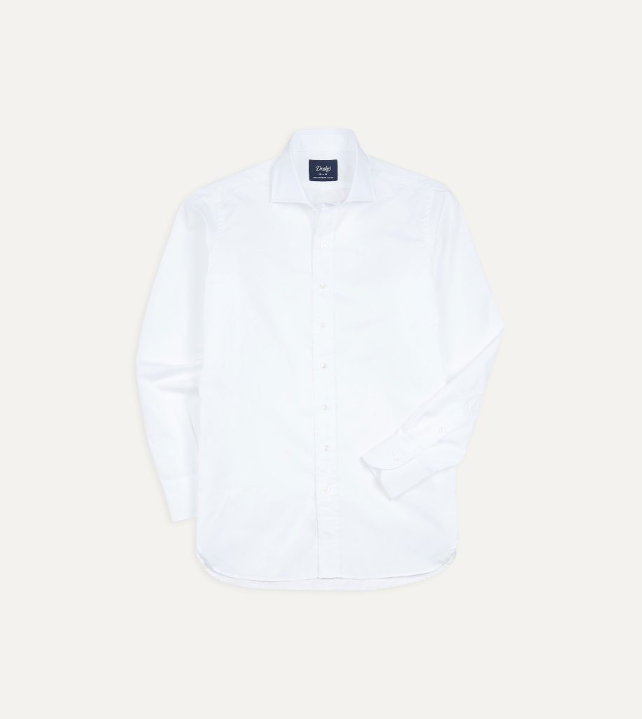 White Cotton Spread Collar Poplin Shirt