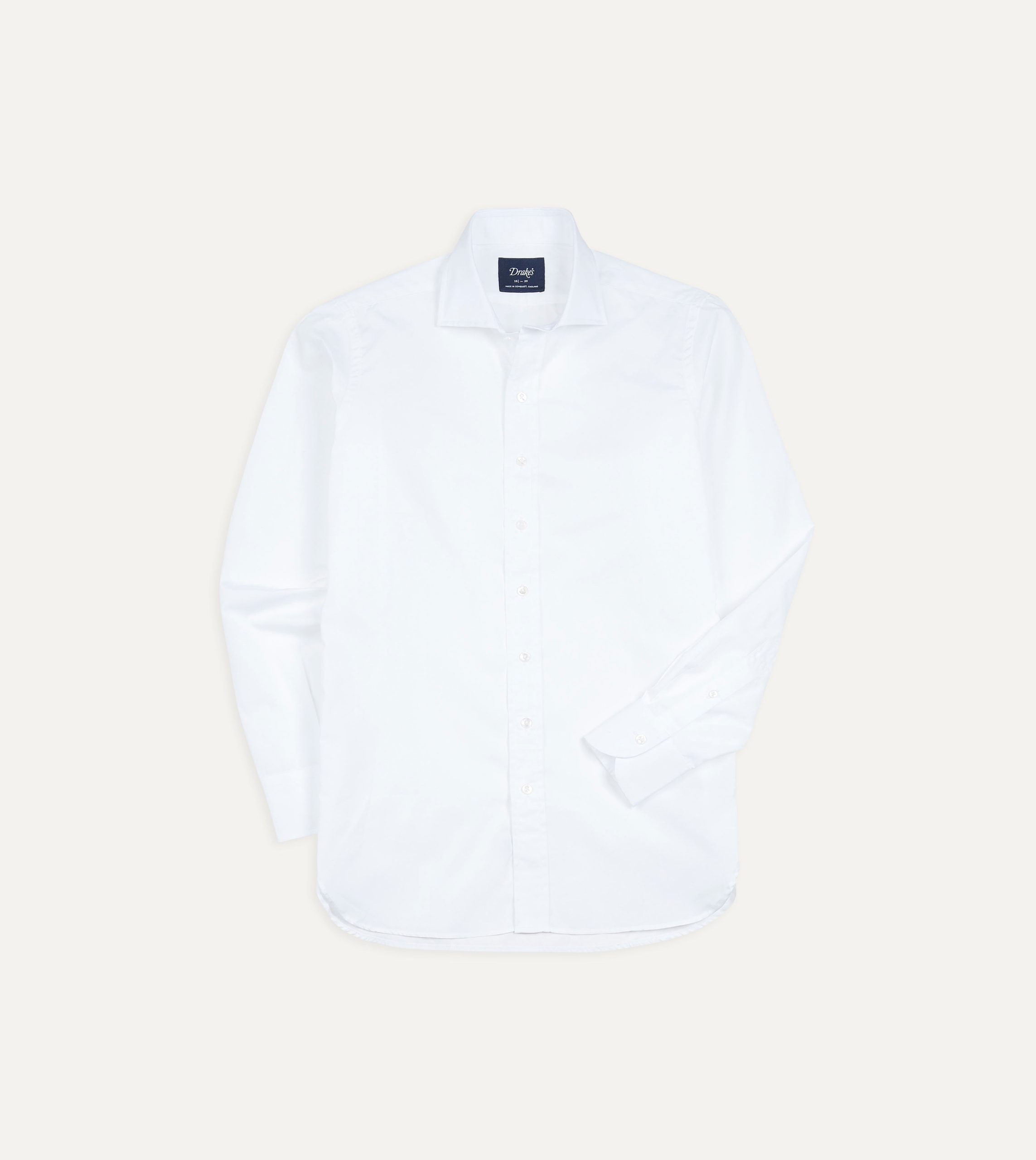 White Cotton Spread Collar Poplin Shirt
