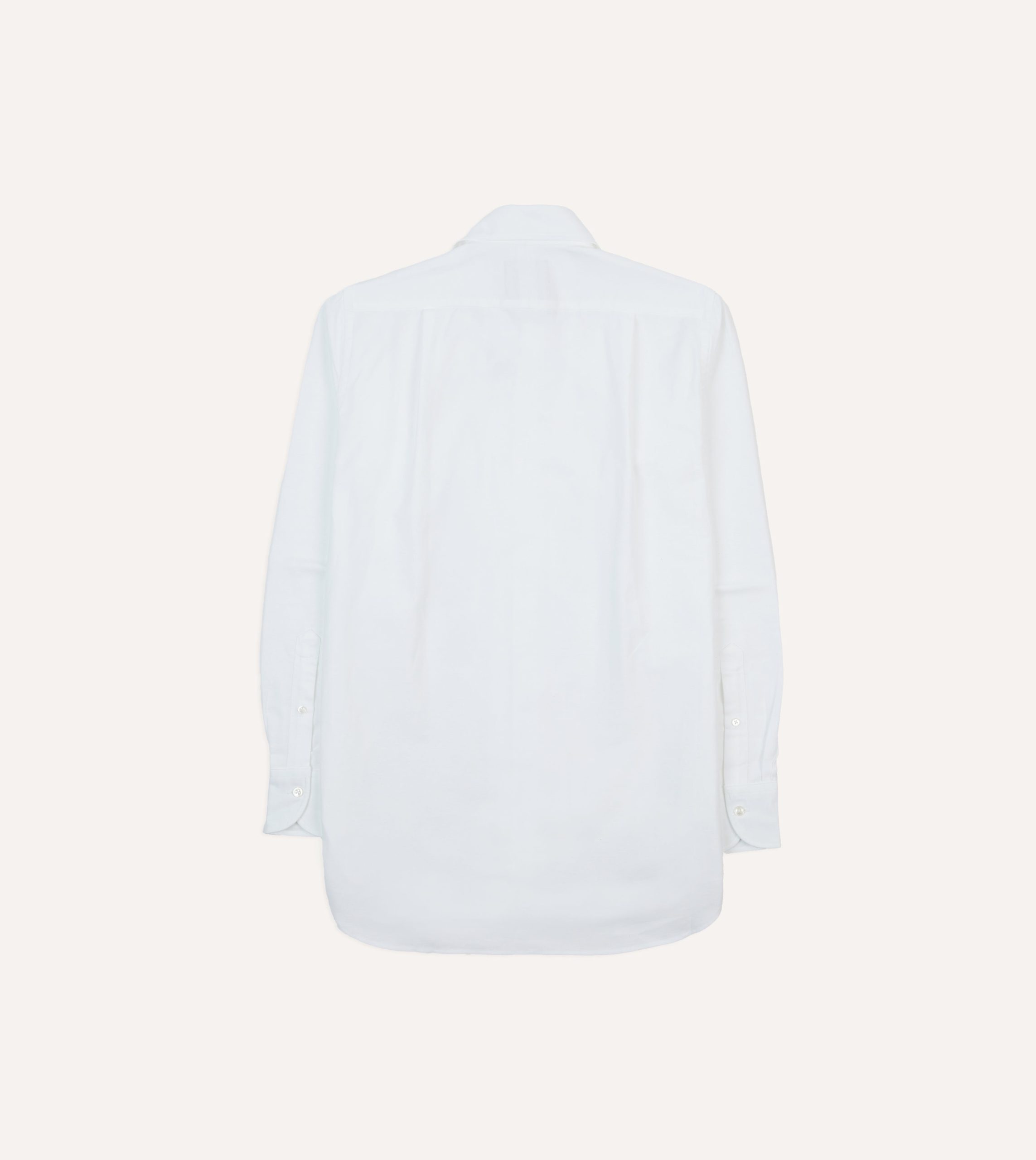 White Cotton Oxford Cloth Long Point Collar Shirt - Image 6