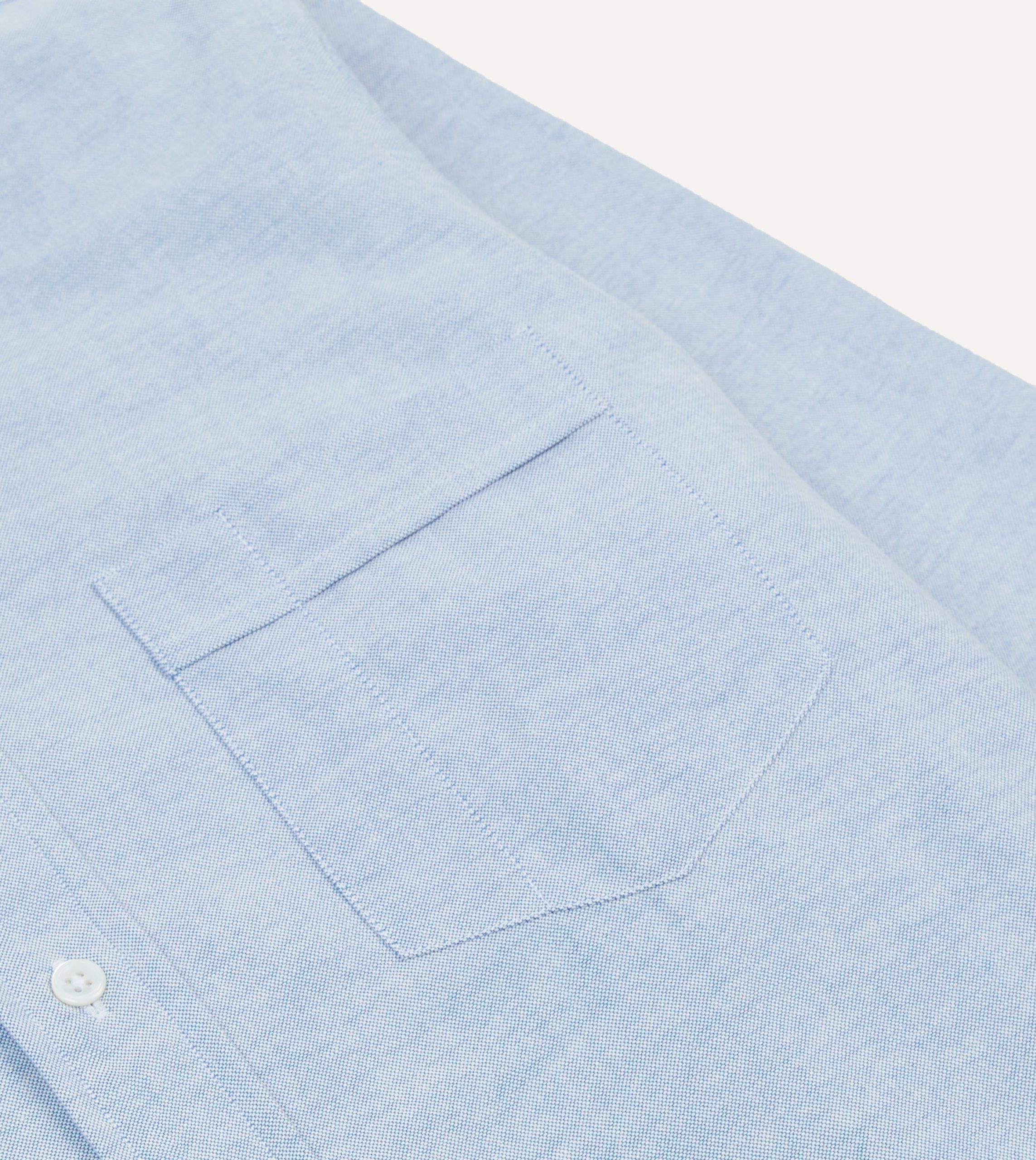 Blue Cotton Oxford Cloth Long Point Collar Shirt - Image 4