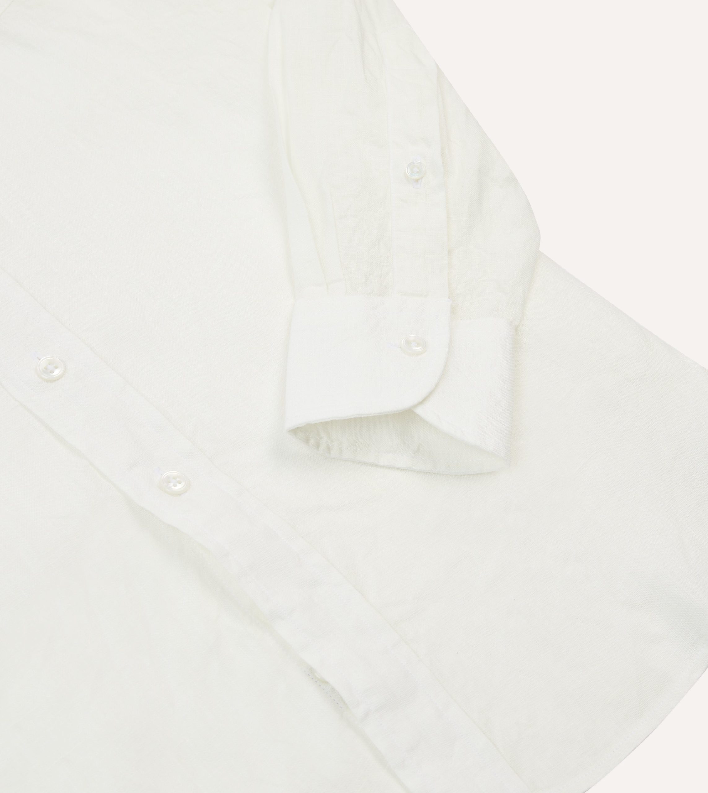 Ecru Linen Long Point Collar Shirt - Image 5