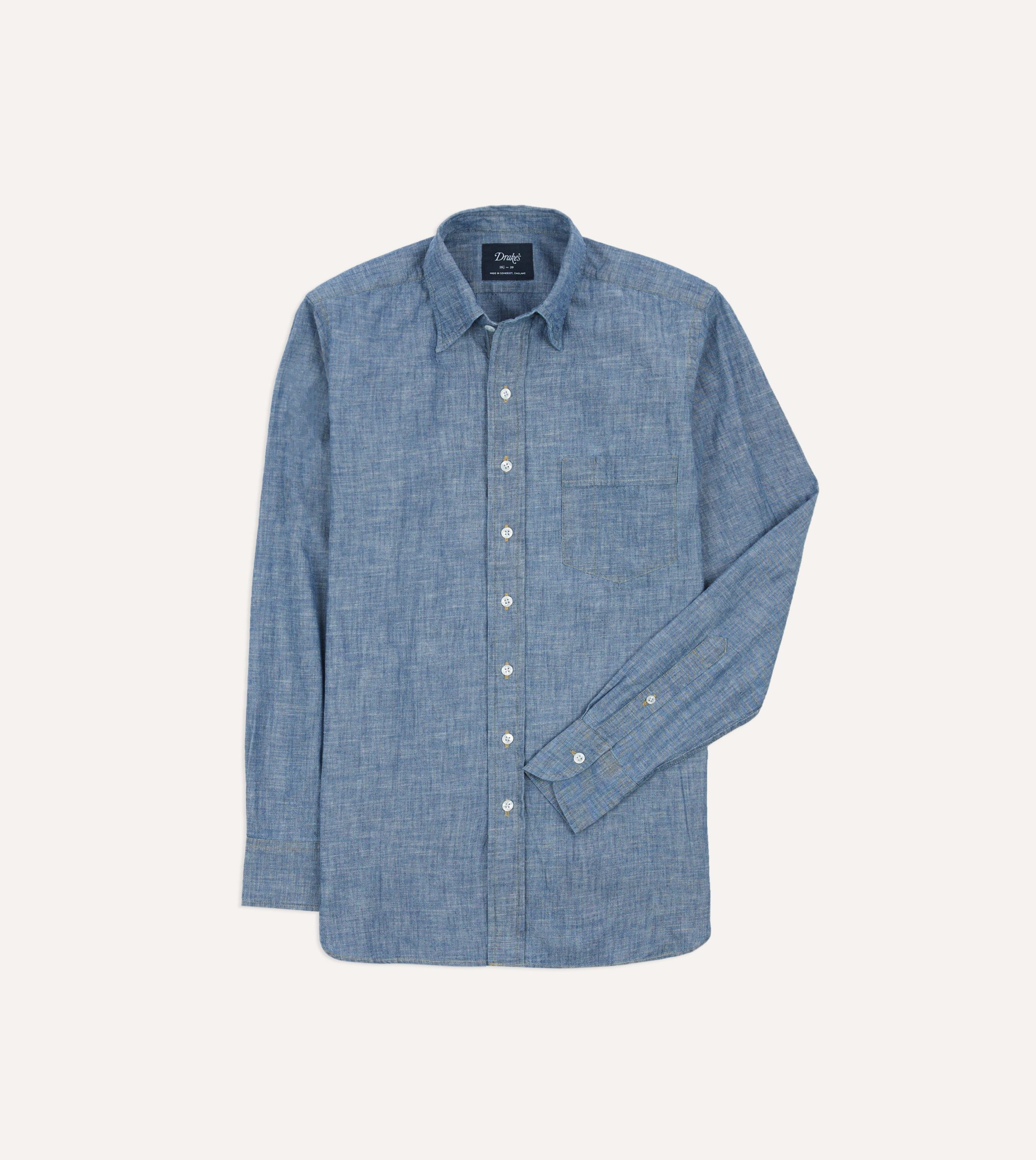 Blue Chambray Long Point Collar Shirt