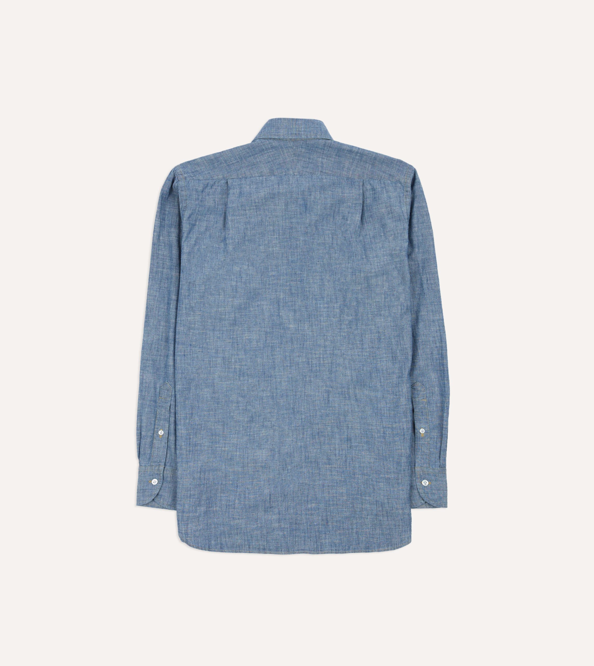 Blue Chambray Long Point Collar Shirt - Image 6