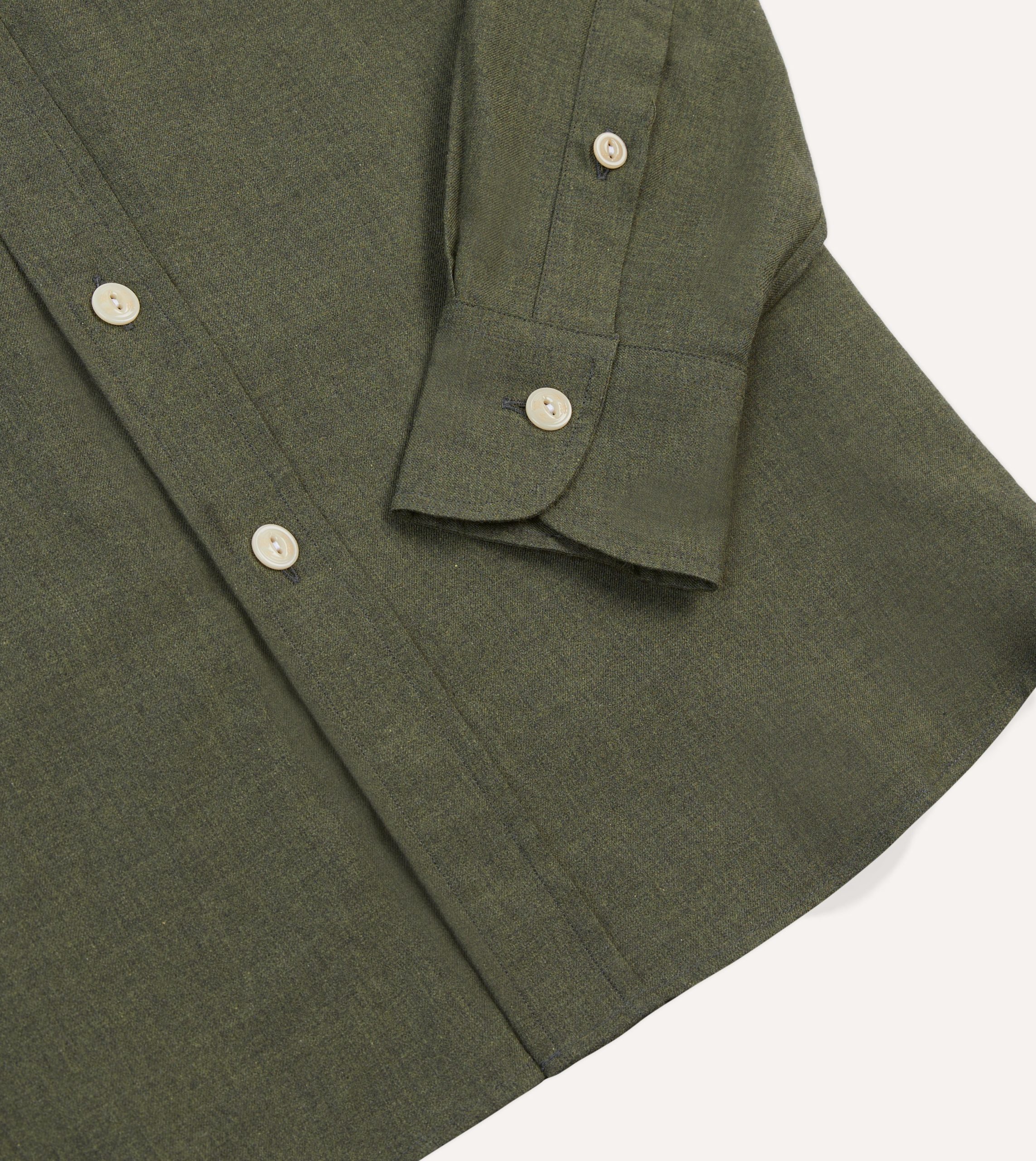 Khaki Green Cotton Flannel Two-Pocket Work Shirt - Image 5