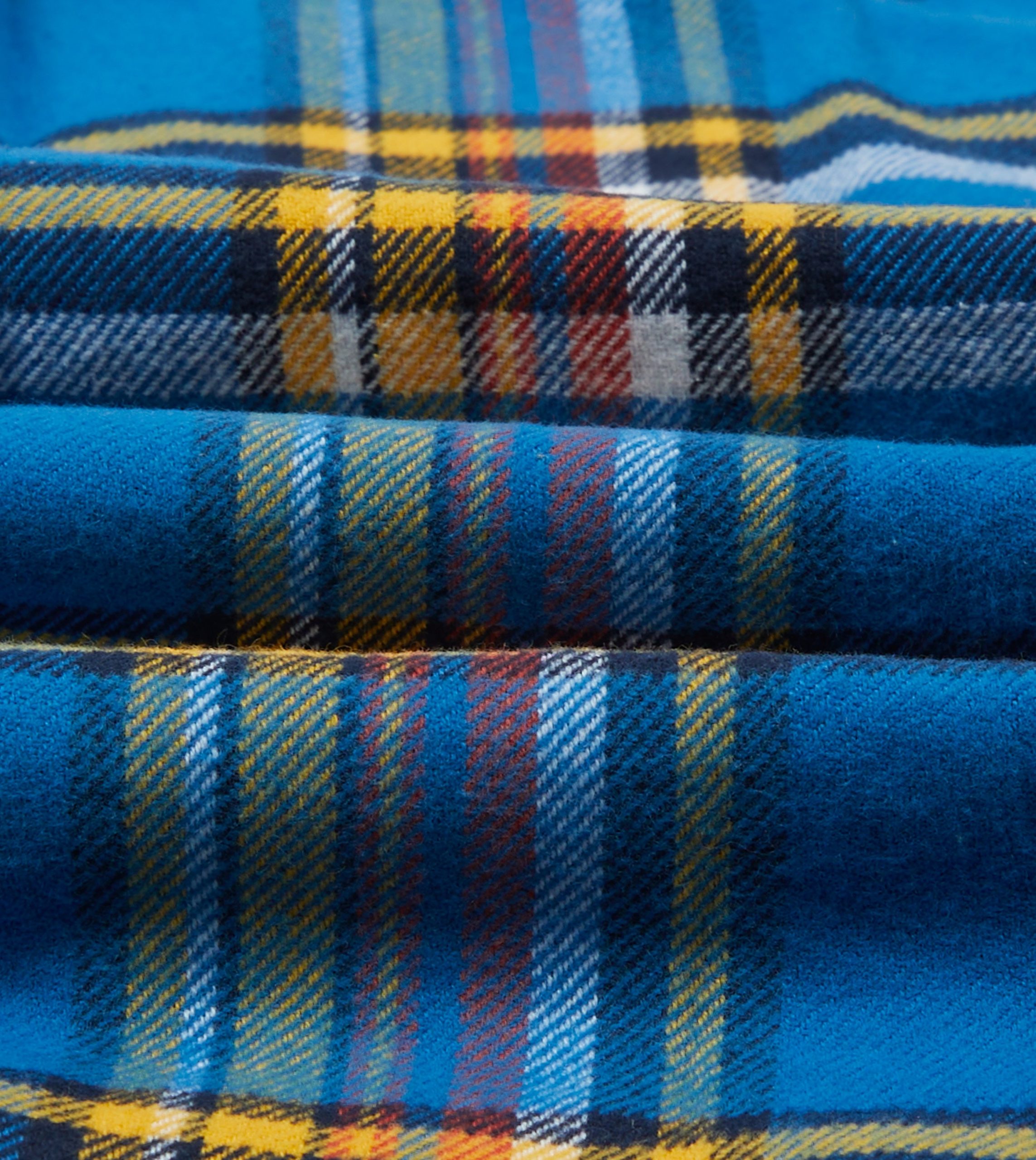 Blue and Yellow Check Brushed Cotton Two-Pocket Work Shirt - Image 2