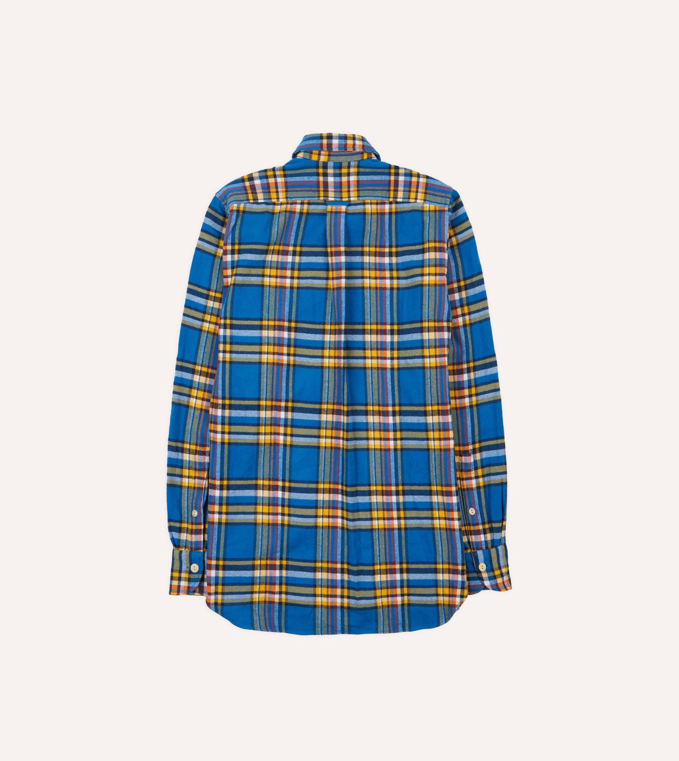 Blue and Yellow Check Brushed Cotton Two-Pocket Work Shirt - Image 6