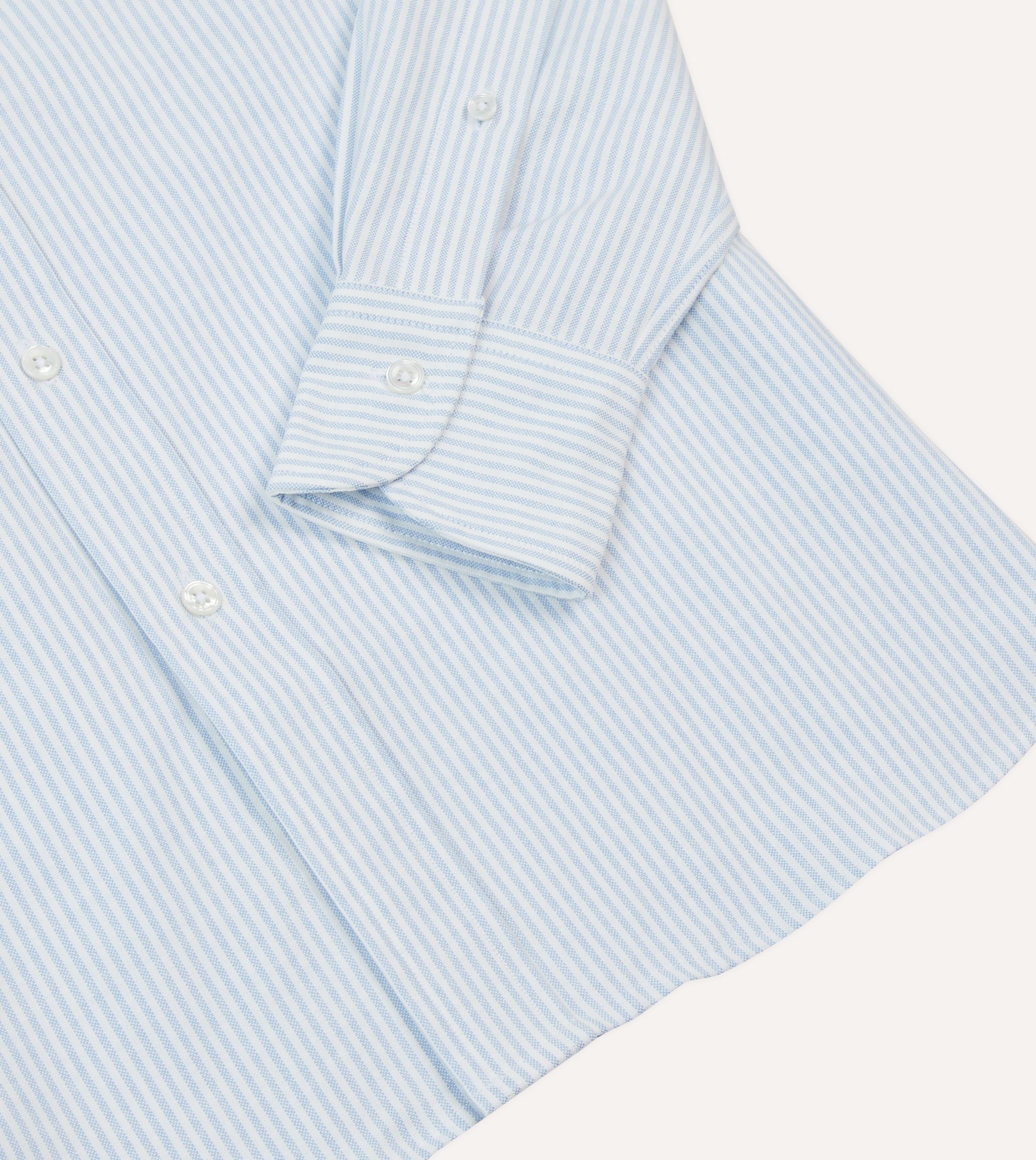 Blue Ticking Stripe Oxford Cloth Button-Down Work Shirt - Image 5