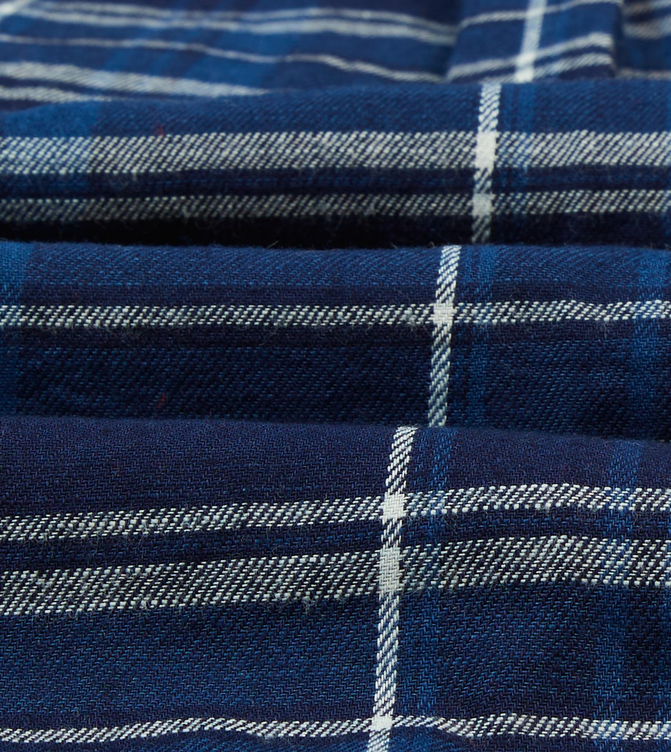 Blue Check Cotton Long Point Collar Work Shirt - Image 2