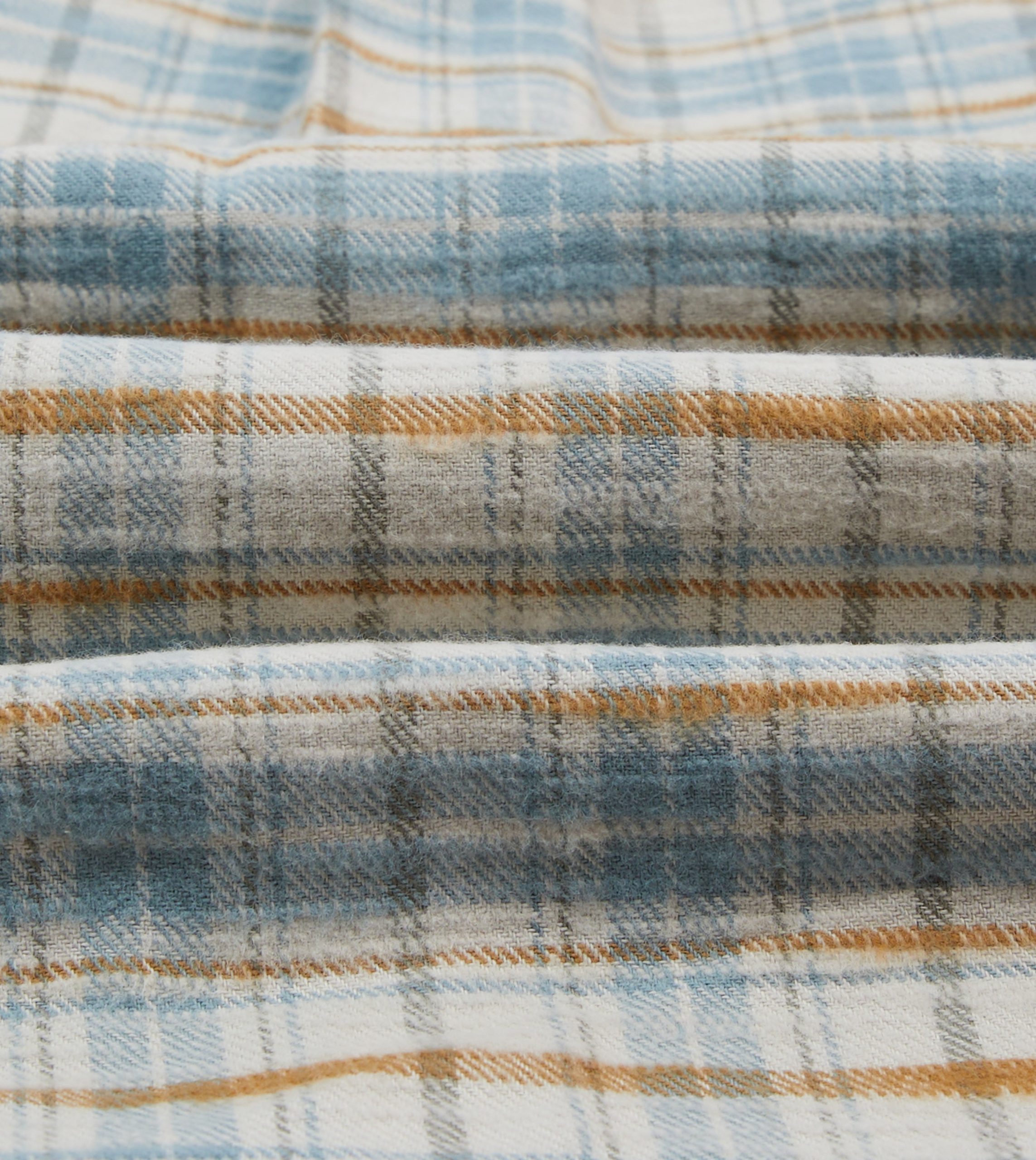 Ecru and Blue Check Cotton Two-Pocket Work Shirt - Image 2