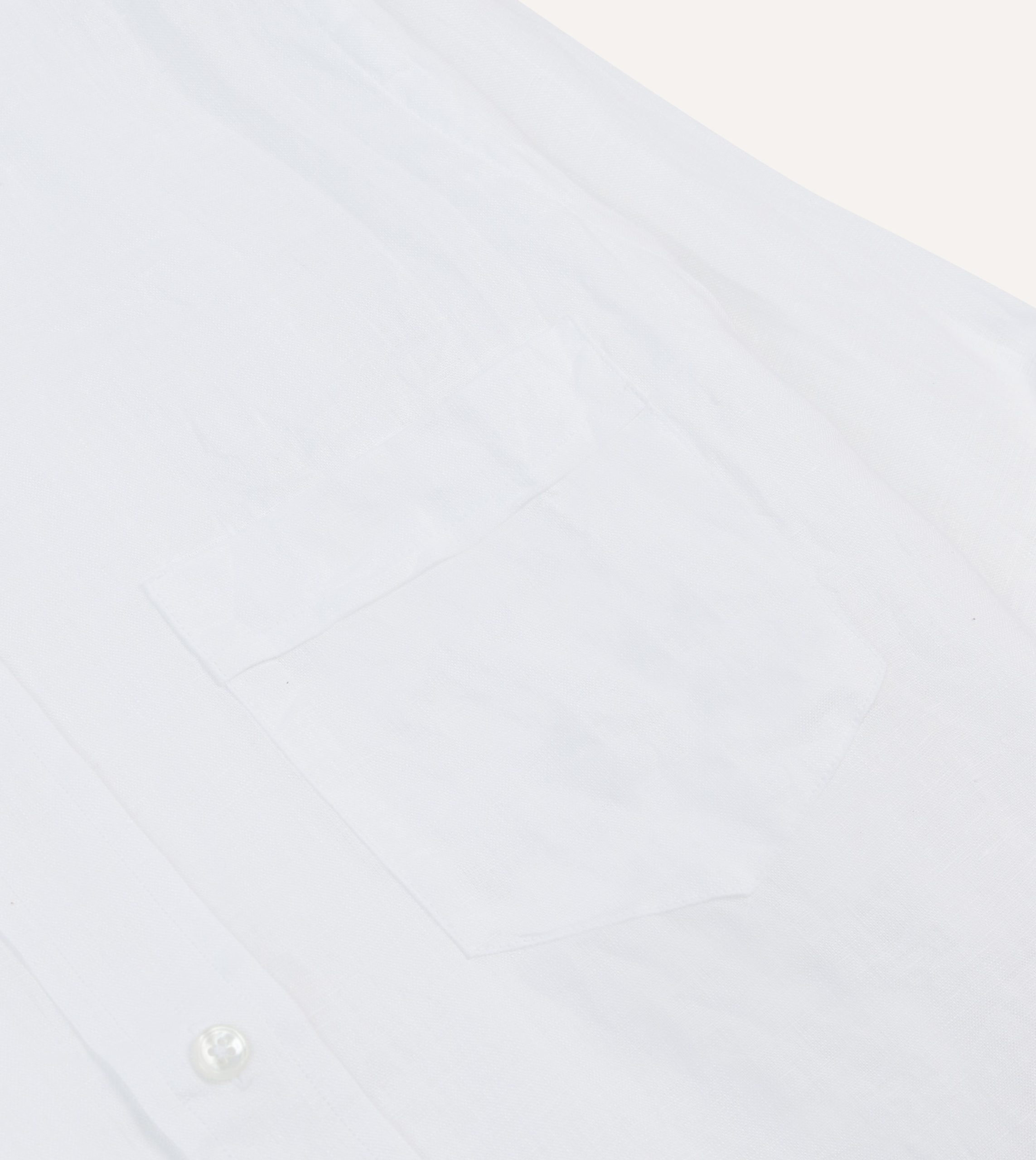 White Linen Spread Collar Shirt - Image 4