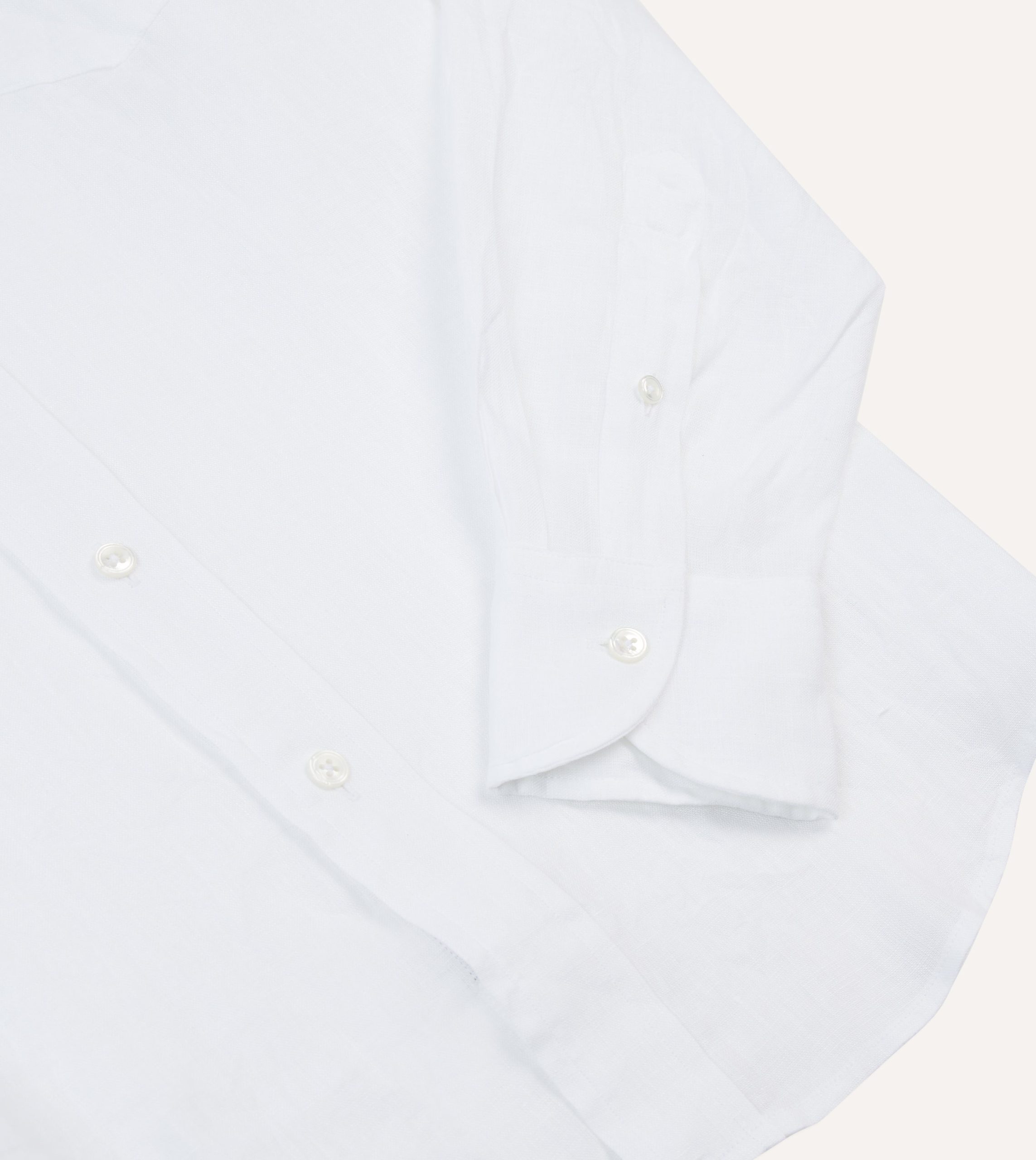White Linen Spread Collar Shirt - Image 5