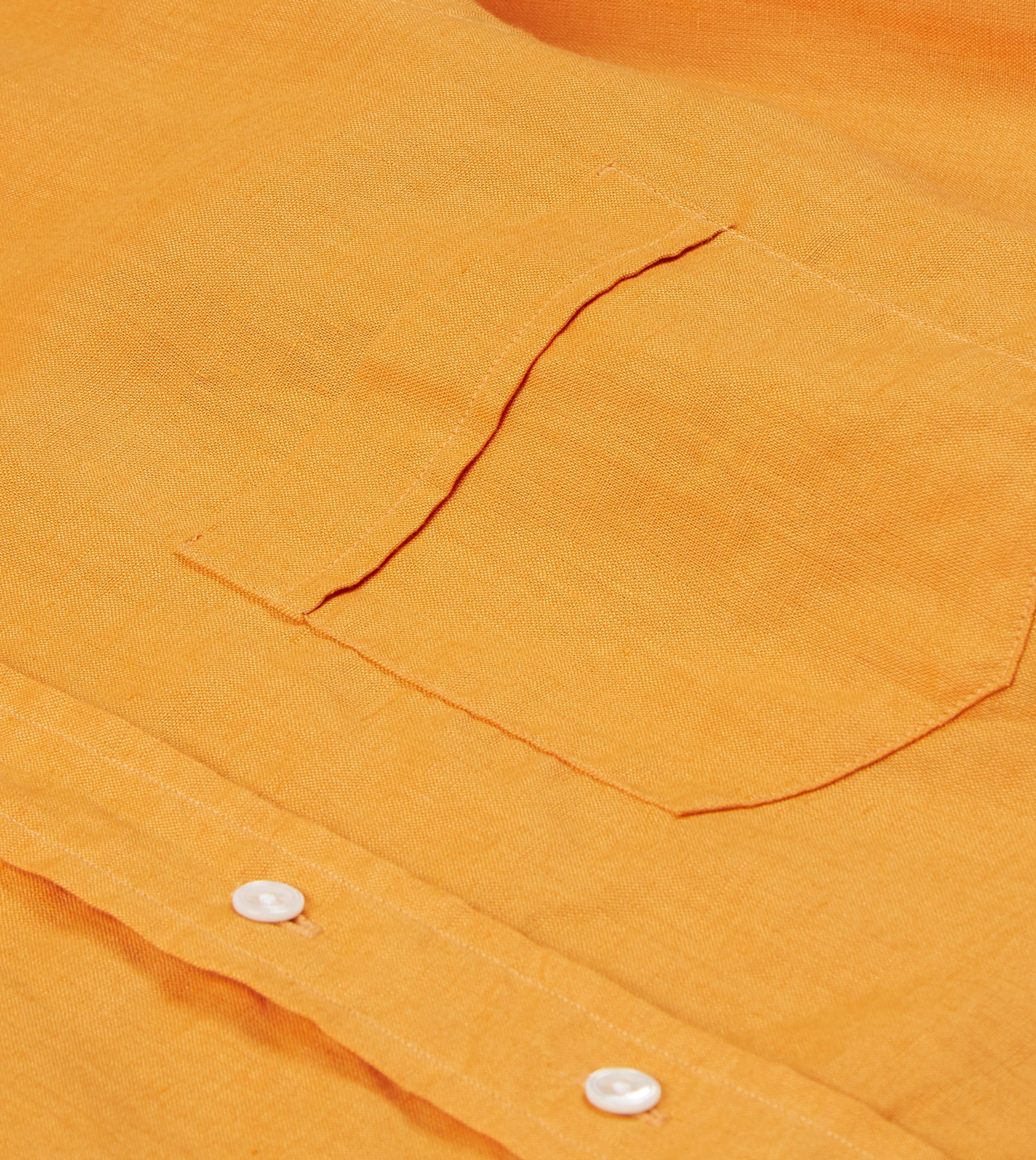 Yellow Linen Spread Collar Shirt - Image 4