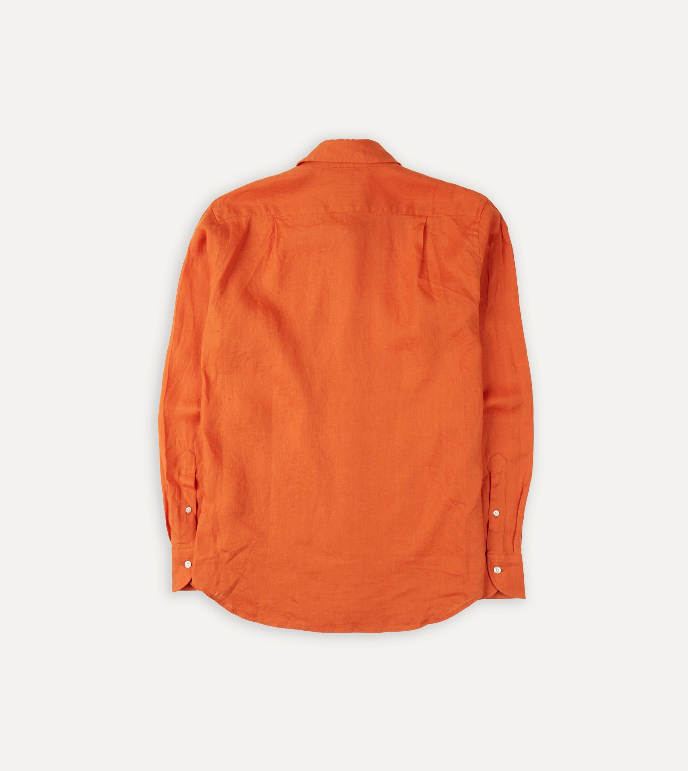 Orange Linen Spread Collar Shirt - Image 3