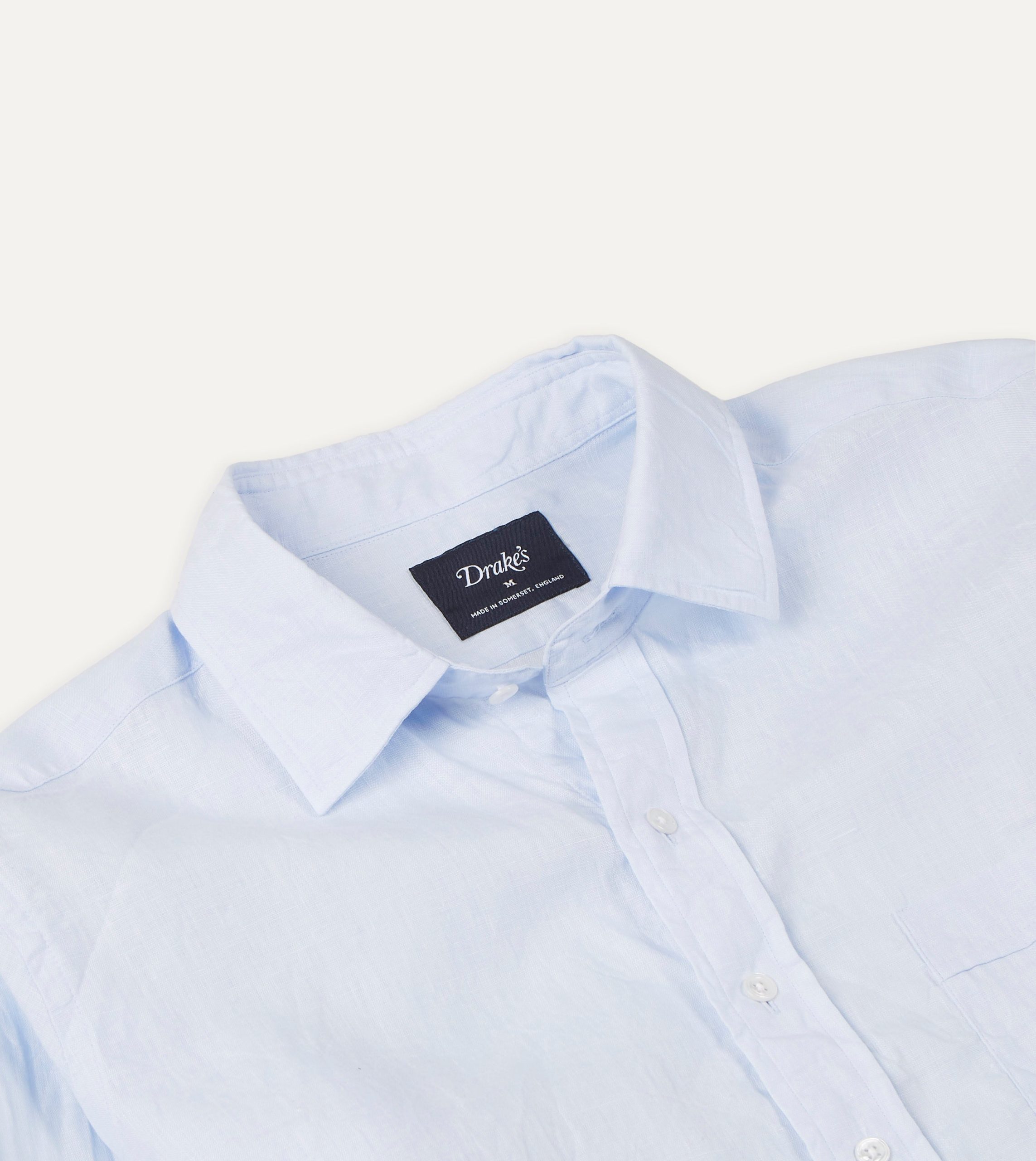 Light Blue Linen Spread Collar Shirt - Image 3