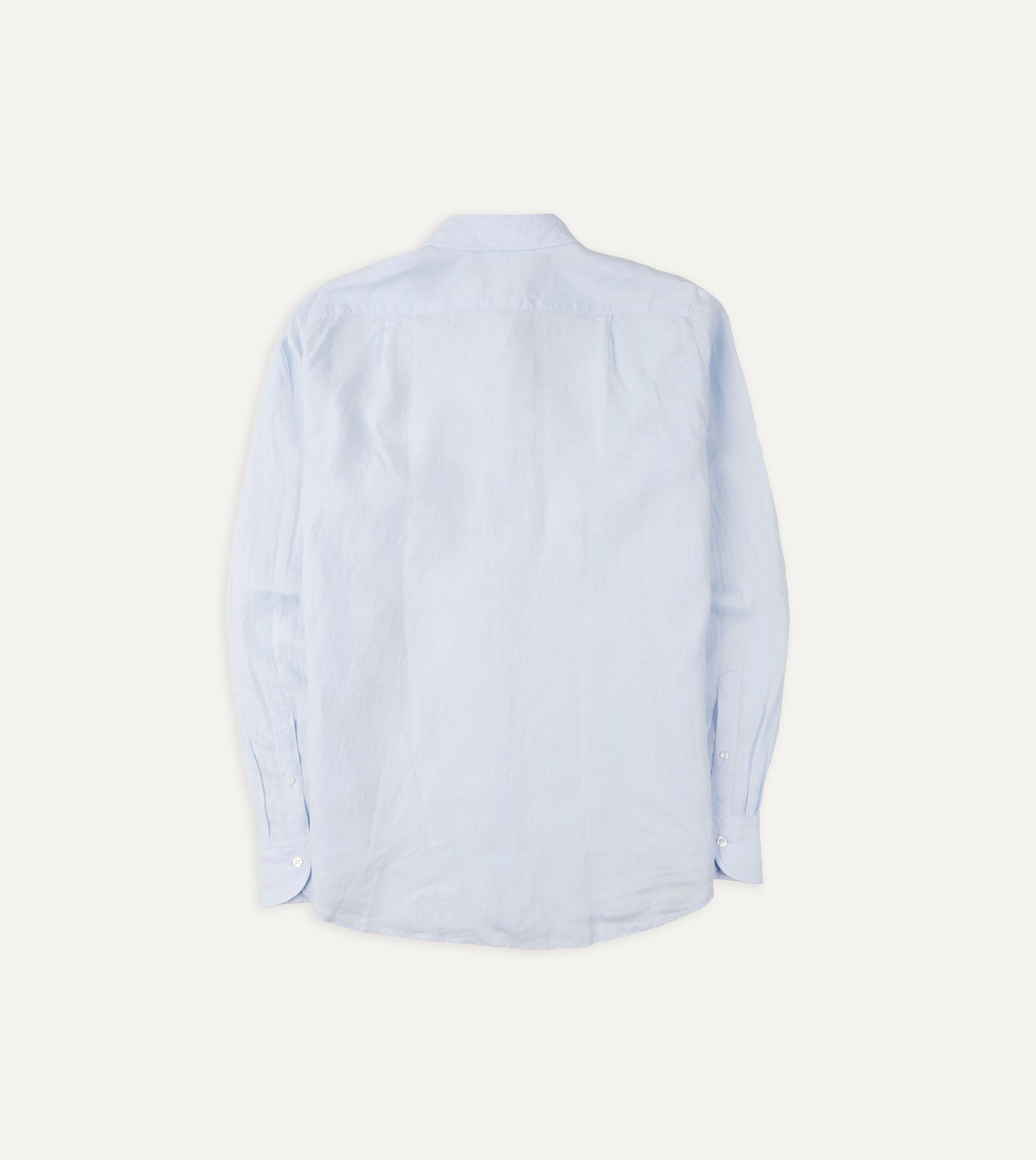 Light Blue Linen Spread Collar Shirt - Image 5