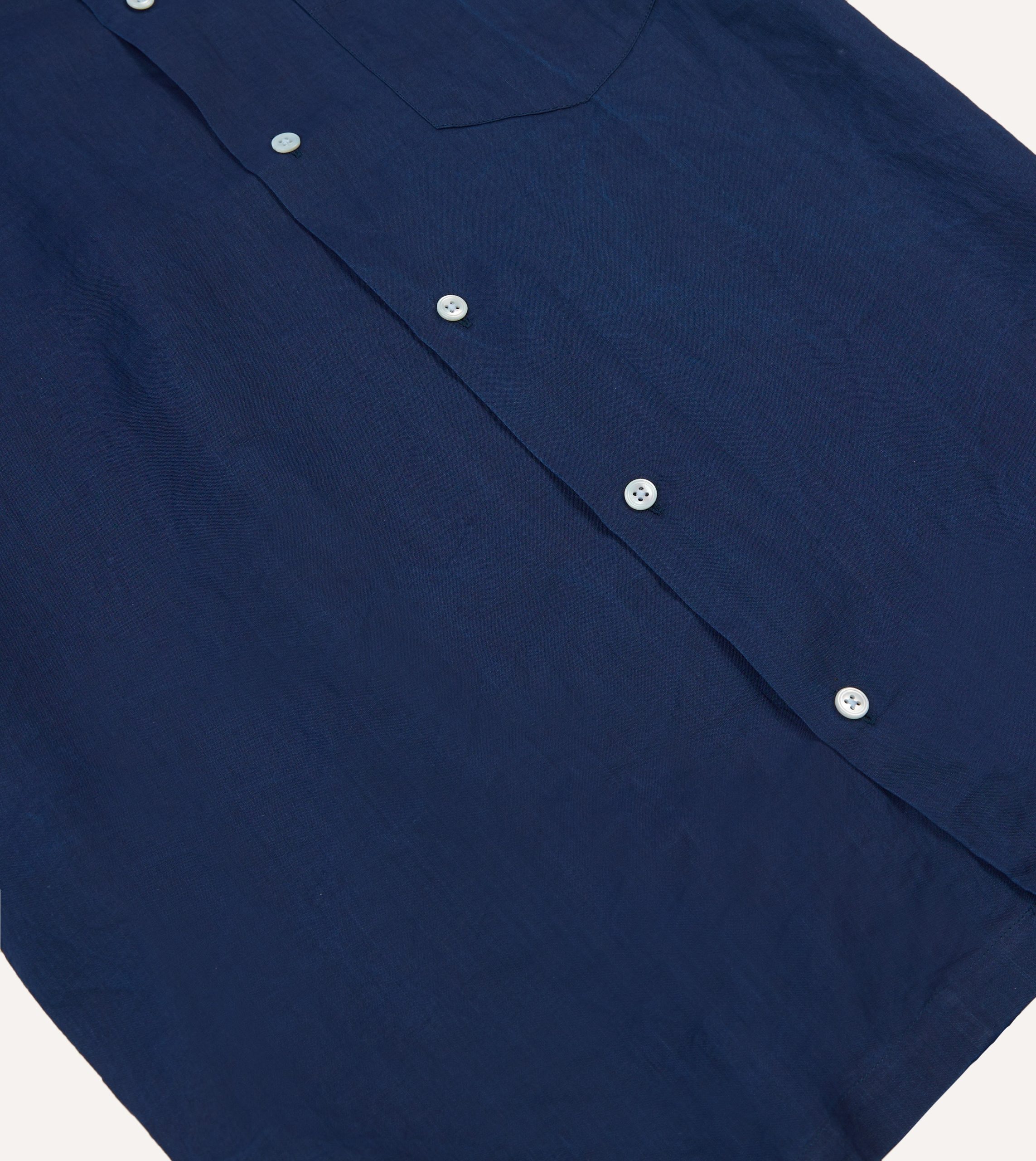 Indigo Ramie Camp Collar Short Sleeve Shirt - Image 5