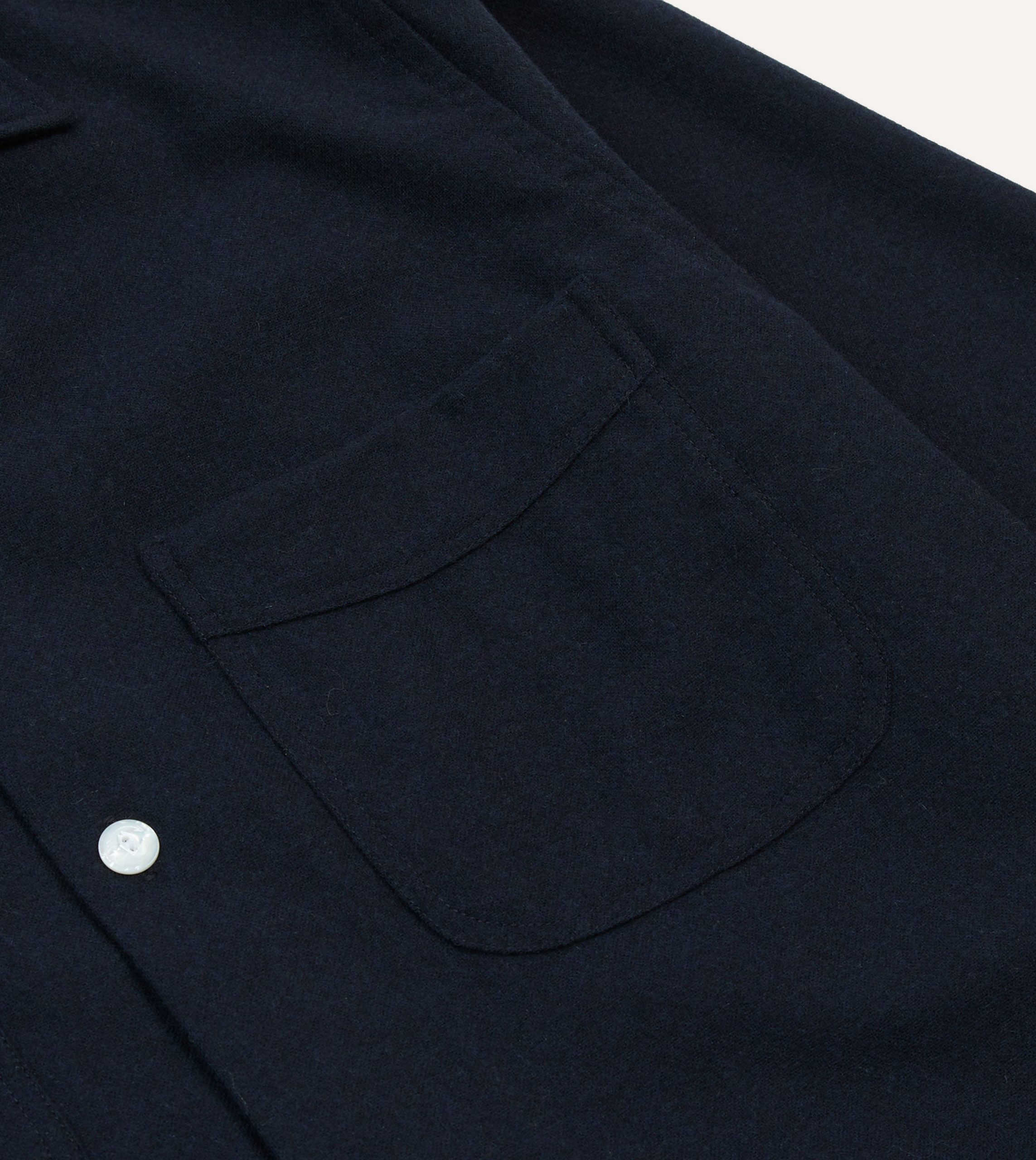 Navy Wool Four-Pocket Camp Collar Work Shirt - Image 4