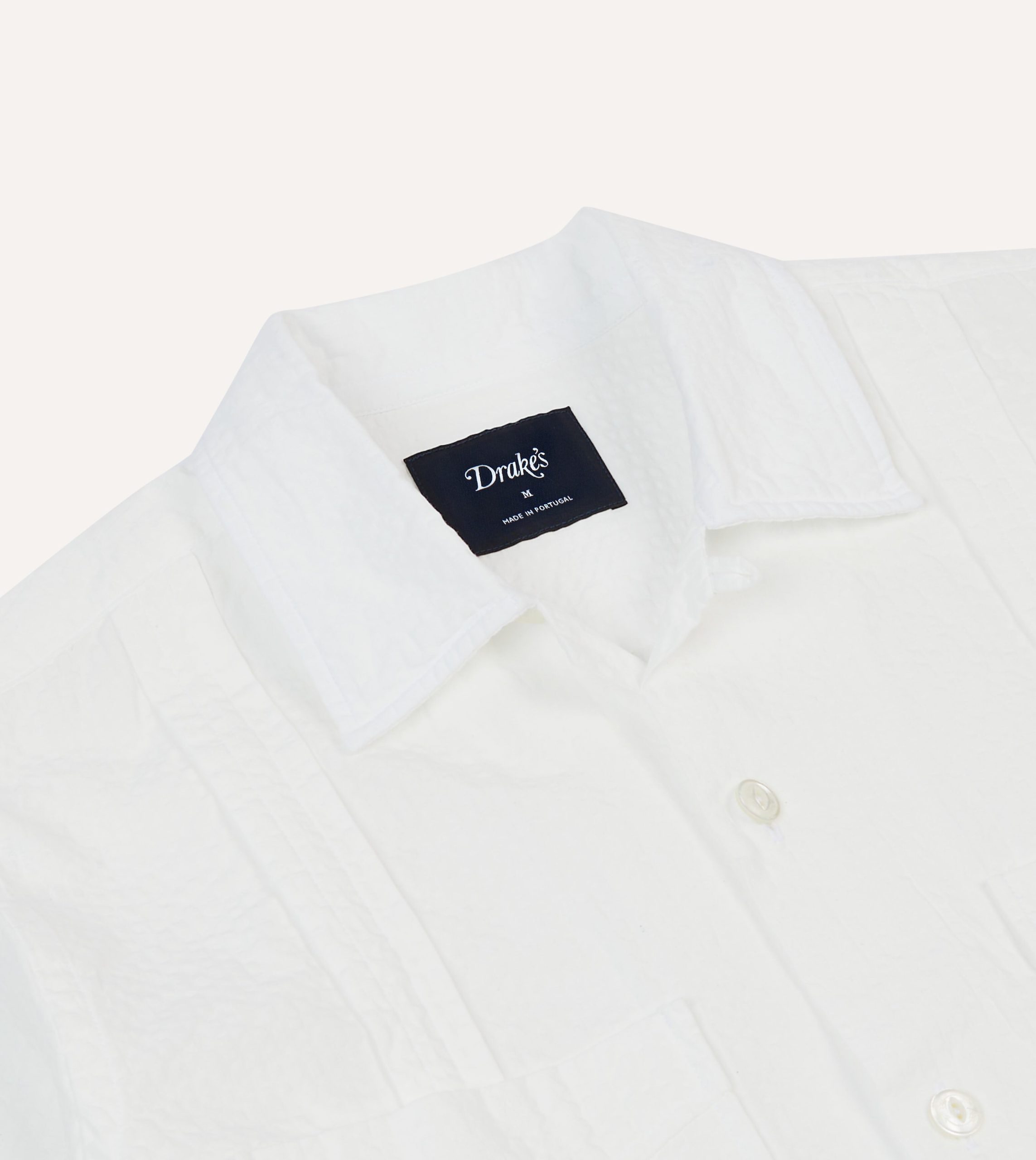 White Cotton-Linen Short Sleeve Cuban Shirt - Image 3