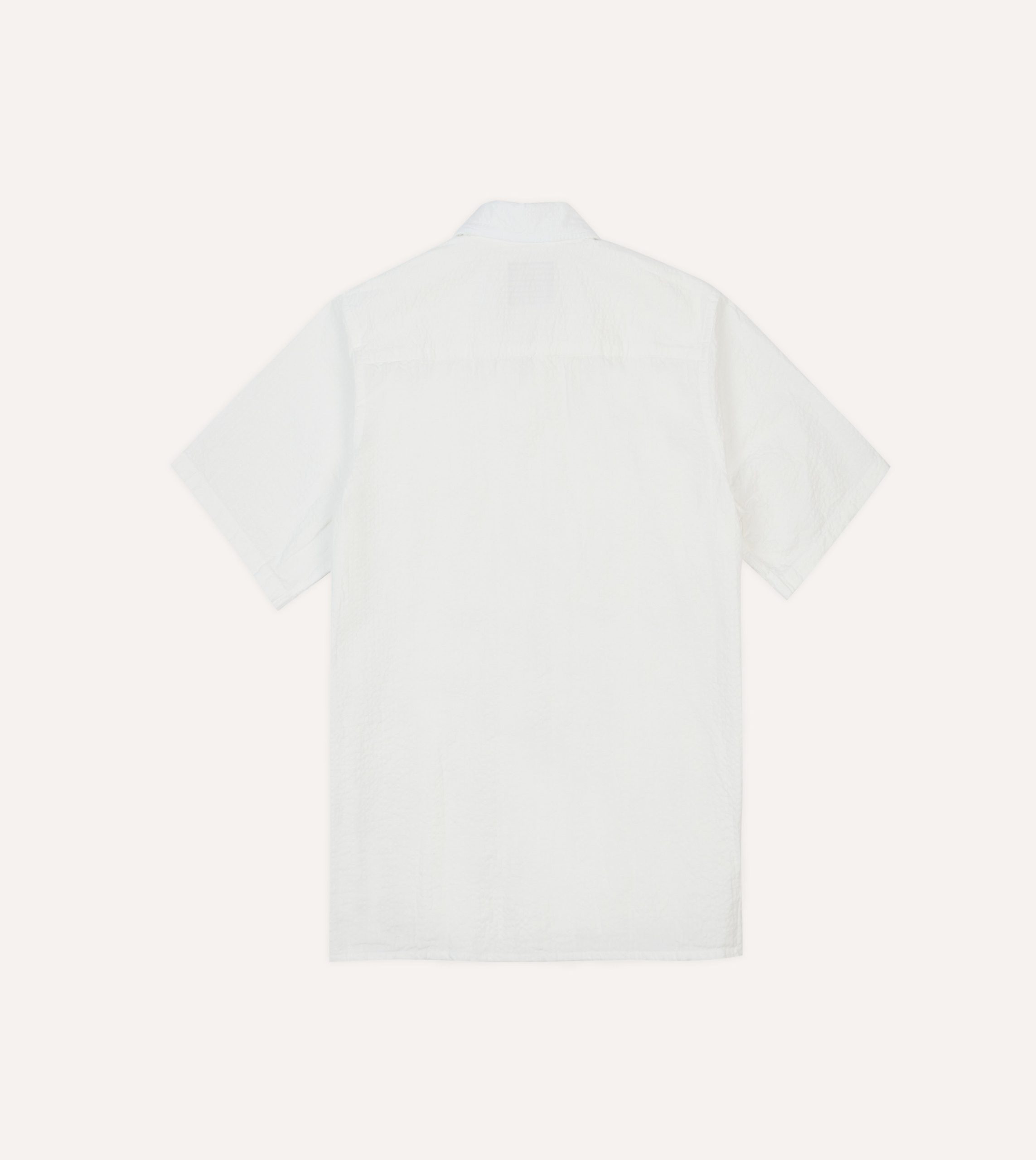 White Cotton-Linen Short Sleeve Cuban Shirt - Image 6