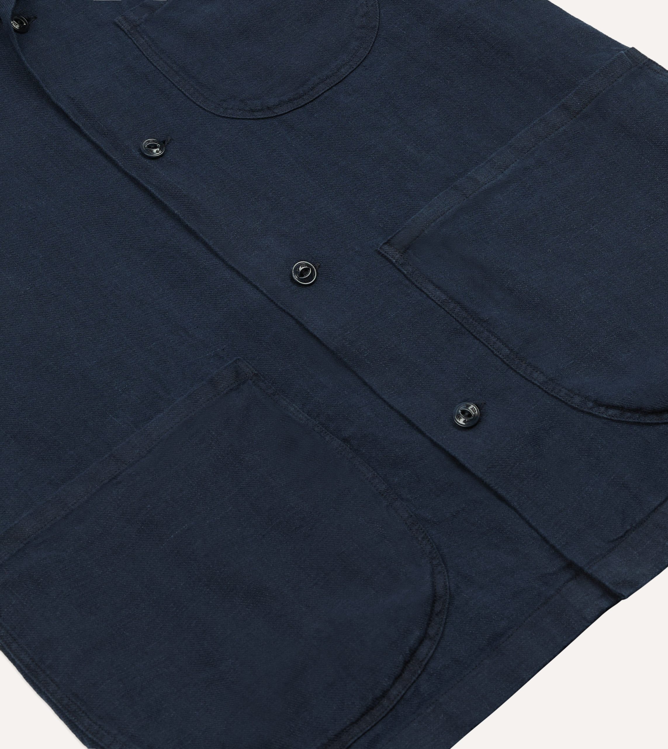 Indigo Linen Short Sleeve Safari Shirt - Image 6